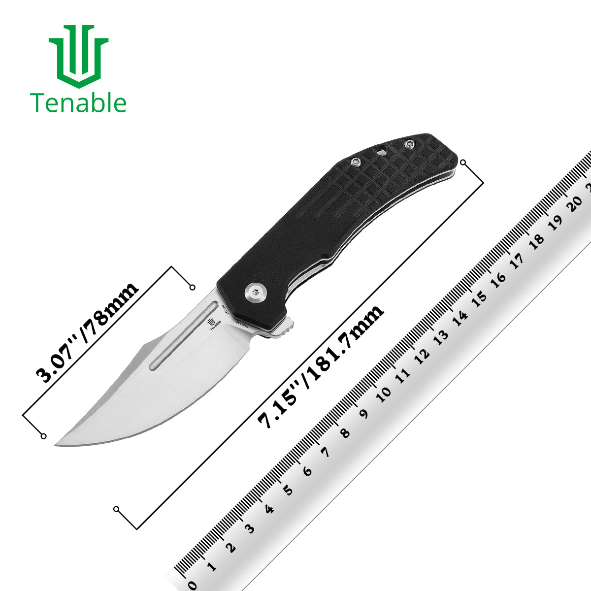 Tenable Orion Liner Lock | Black G10 with Frag Pattern | 3.07" Satin 14C28N | JB Stout Design | B1089A6