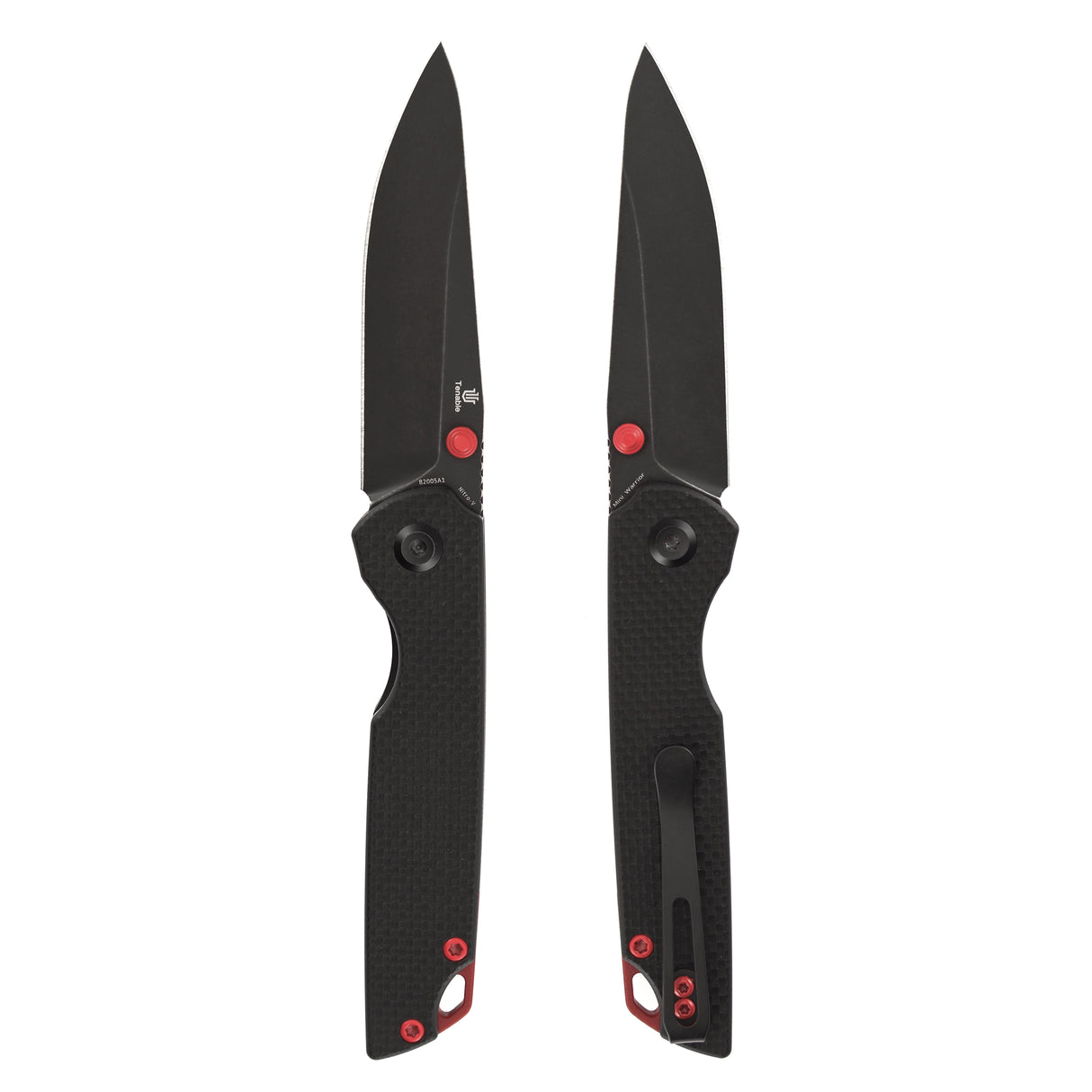 Tenable Mini Warrior Liner Lock Knife | 2.9" Blackwash Nitro-V Blade | Black G10 Handle | Kim Ning Design - B2005A1