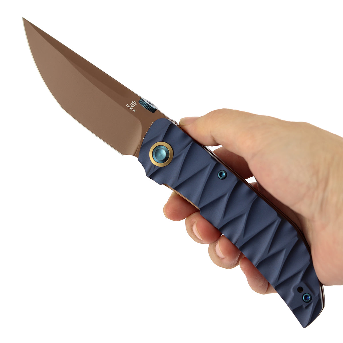 Tenable Tarkin Liner Knife | 3.4" Nitro-V | Blue Aluminum Handle | Matthew Christensen Design | B1078A2