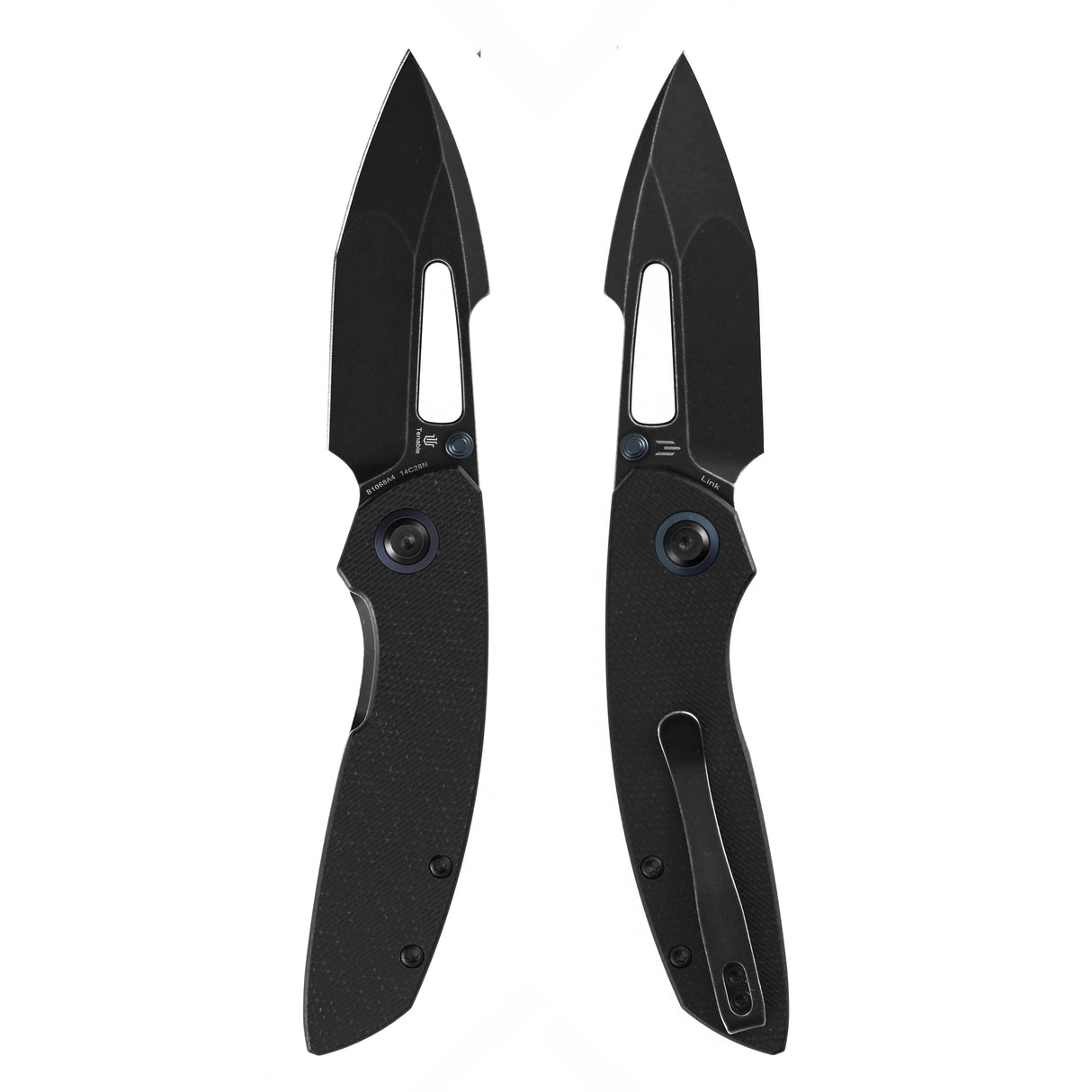 Tenable Link Folding Knife | 3.0" Blackwash 14C28N Blade | Black Micarta Handle| Triple Stripe Knives Design | B1068A4