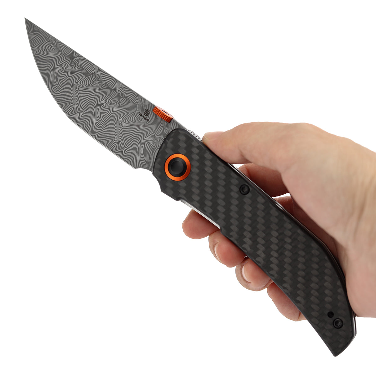 Tenable Tarkin Liner Knife | 3.4" Damascus Blade | Twill Carbon Fiber &G10 Handle | Matthew Christensen Design | B1078A4