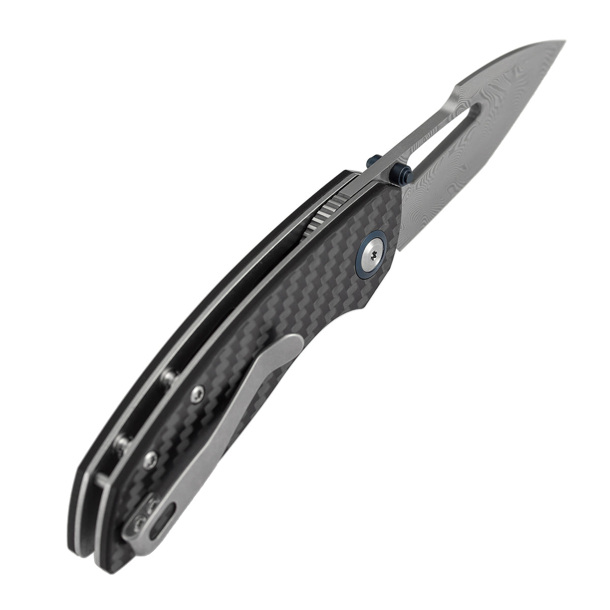 Tenable Link Folding Knife | Damascus Blade | Twill Carbon FIber & G10 Handle| Triple Stripe Knives Design | B1068A1
