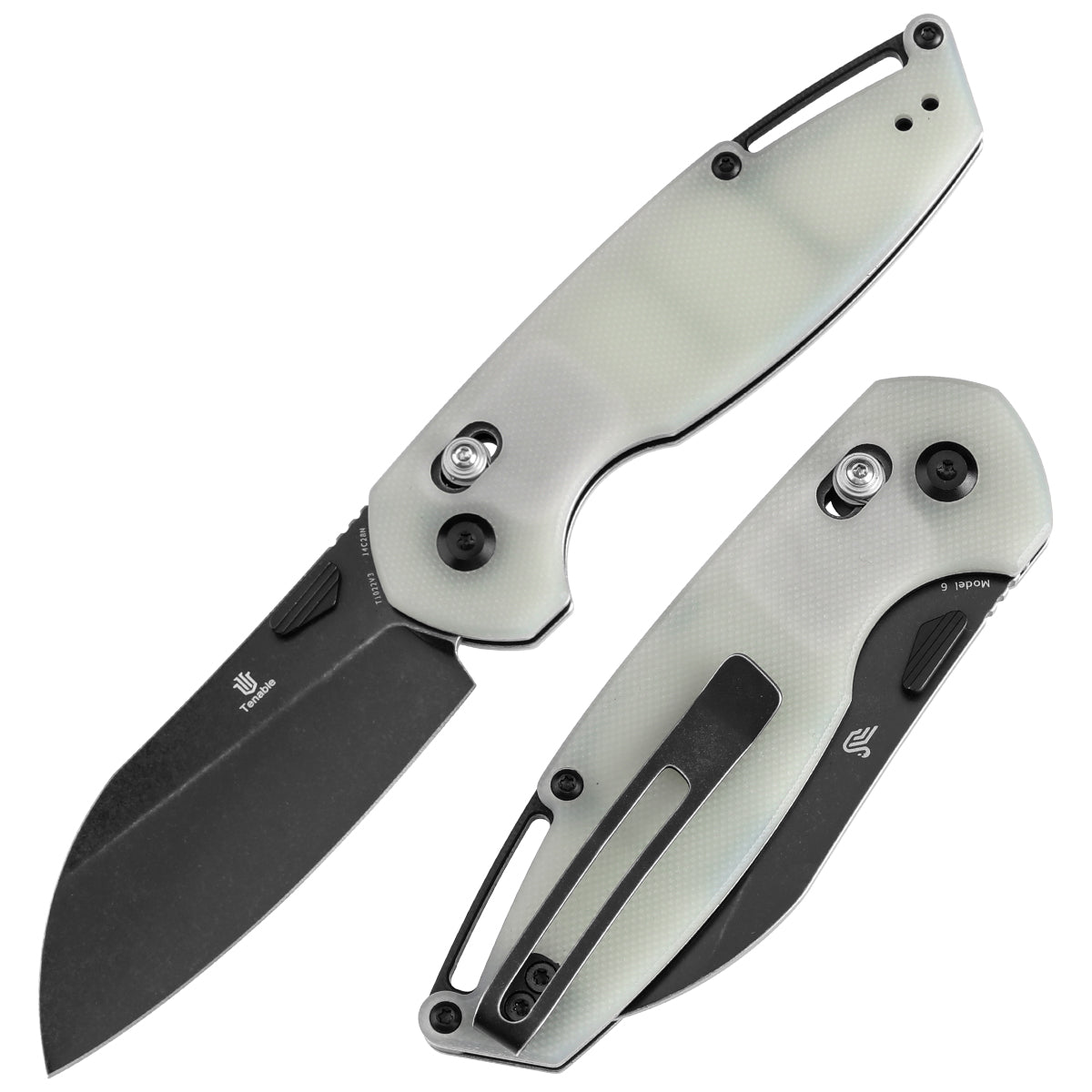Tenable Model 6 Cross Bar Lock | Jade G10 Handle | 3.1" Blackwash 14C28N Blade | Nick Swan Design--T1022V3