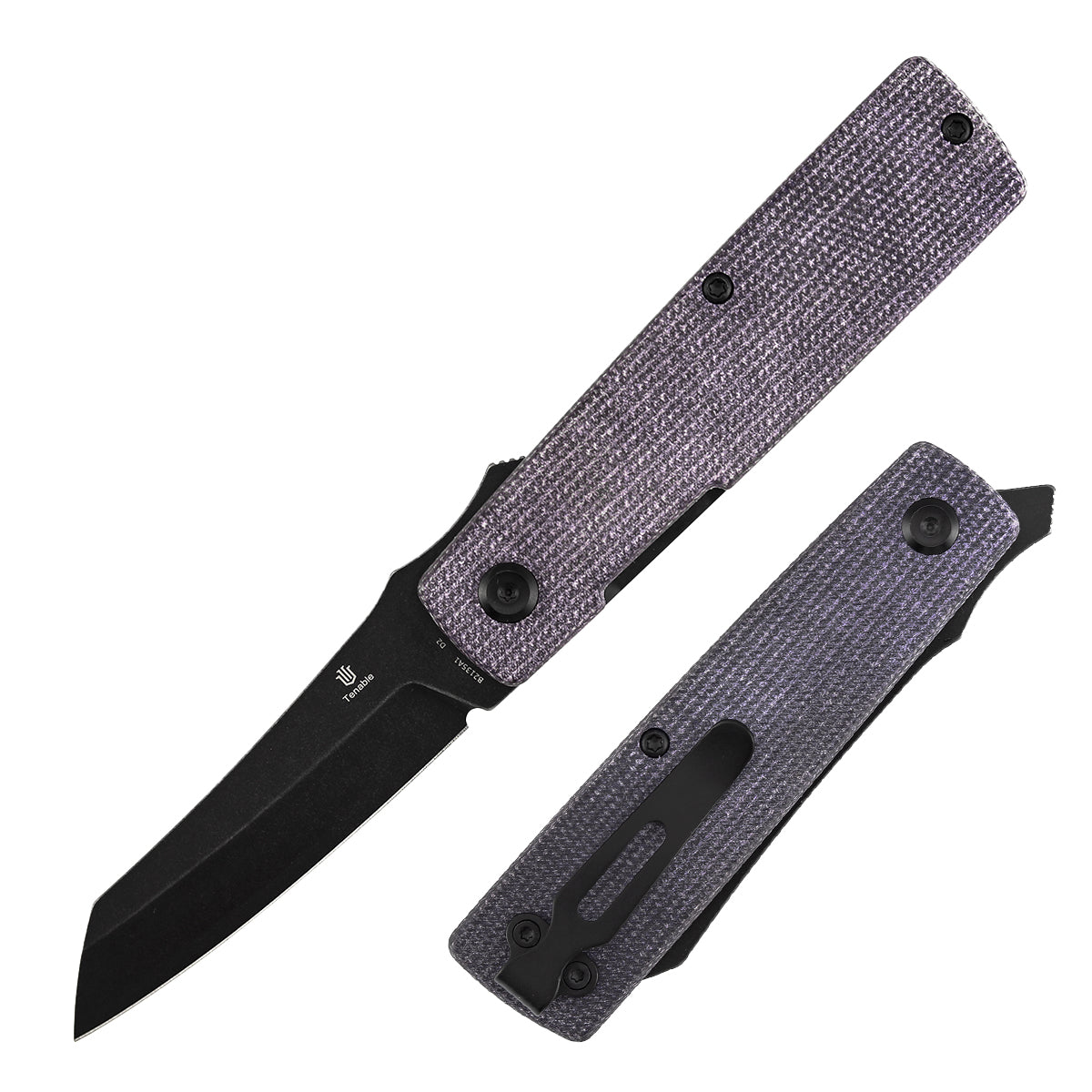 Tenable Higonokami Folding Knife | 3.02'' Black Stonewashed D2 Blade | Purple Micarta Handle | Goran mihajlovic Design | B2135A1