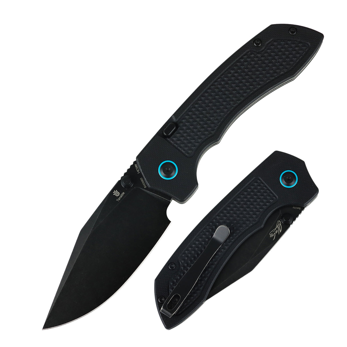 Tenable Entity Top Liner Lock Folding Knife | 3.52“ Blackwash 14C28N Blade | Black G10 Handle | Nalu Knives Design - B1036H3
