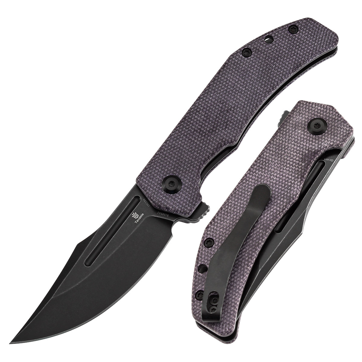 Tenable Orion Liner Lock | Purple Micarta Handle | 3.07" Blackwashed 14C28N | JB Stout Design | B1089A2