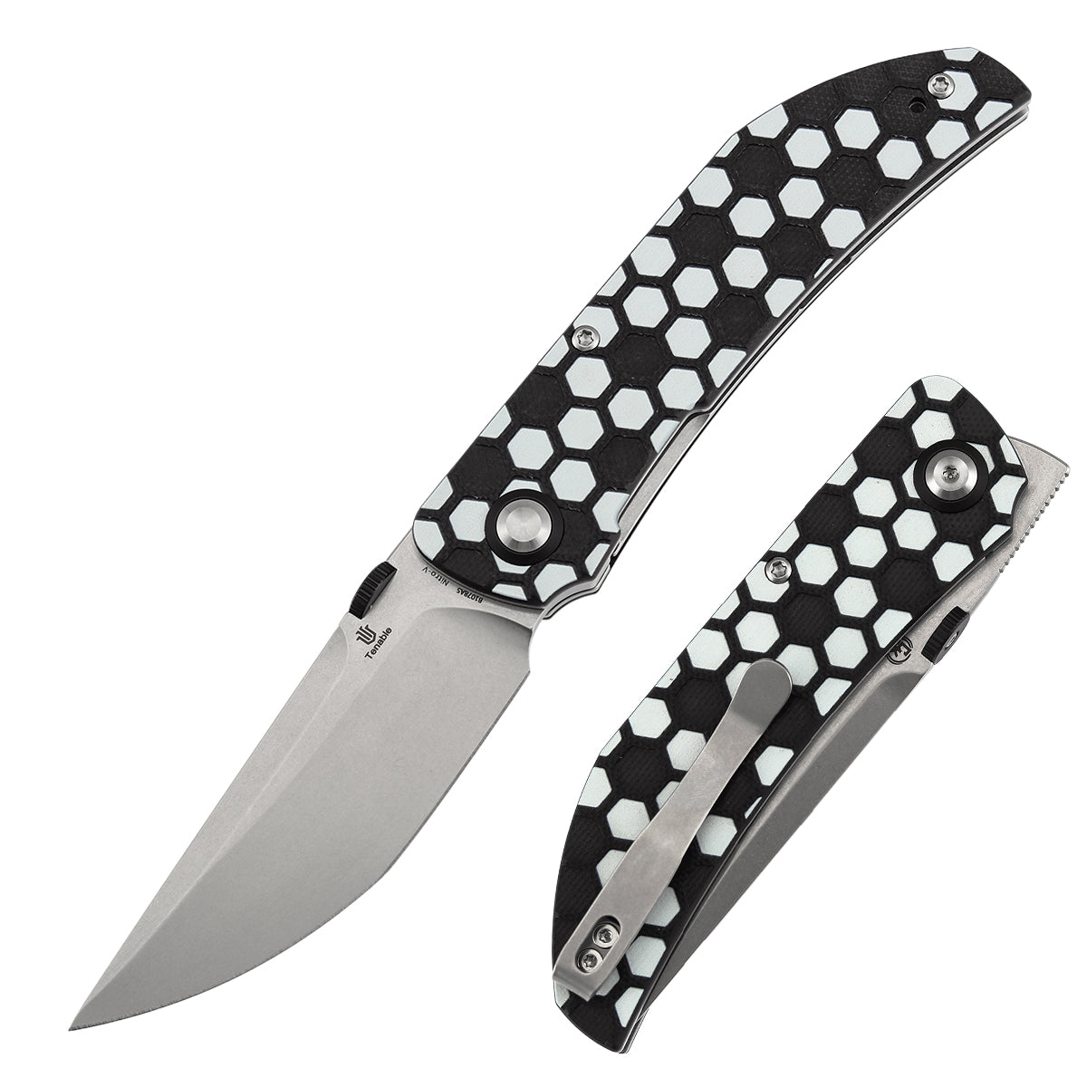 Tenable Exclusive Soccer-Themed Tarkin Folding Knife | 3.42" Nitro-V | Black & White G10 | Matthew Christensen Design | B1078A5
