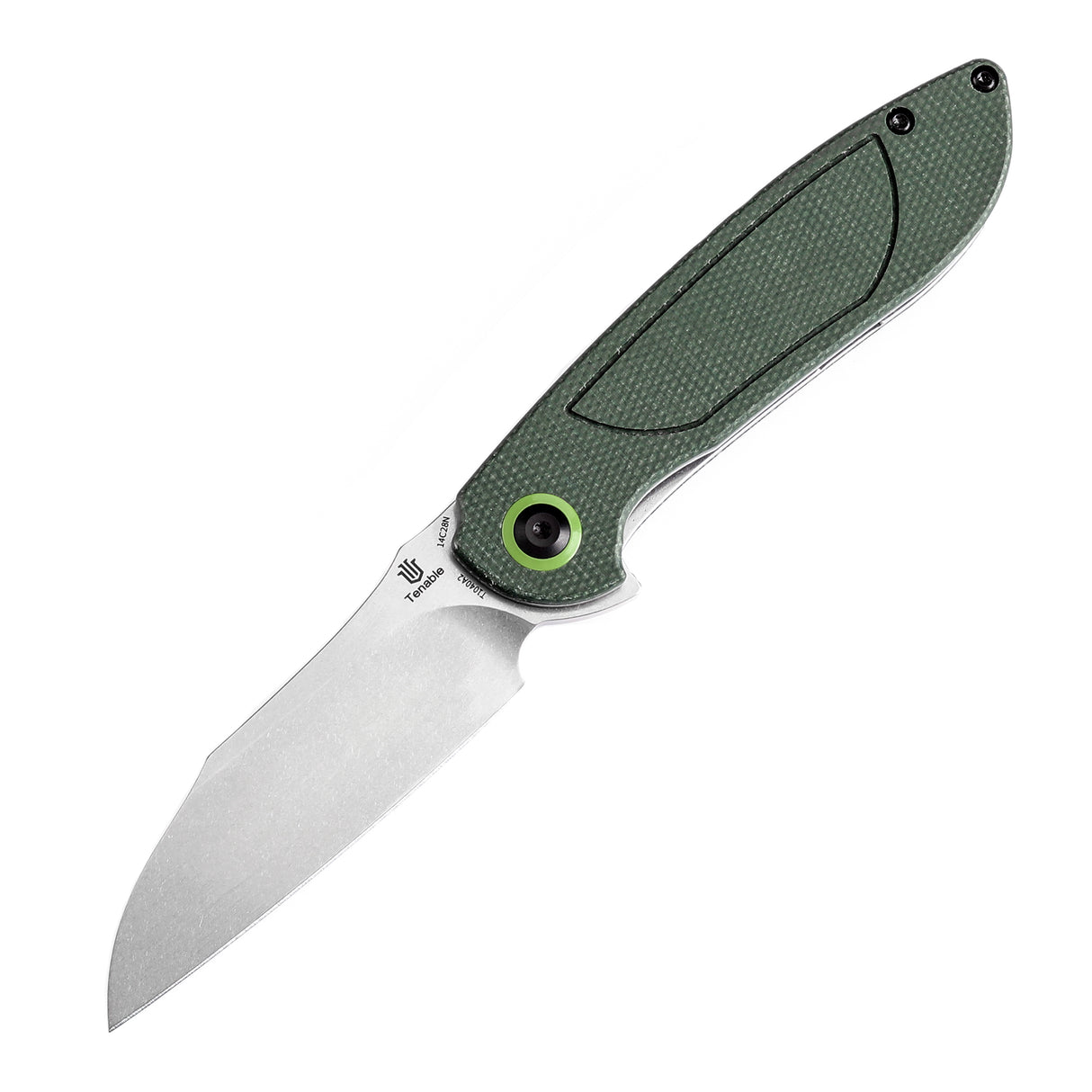 Tenable Prometheus Folding Knife Green Micarta Handle(3.29'' Stonewashed 14C28N Blade)D.O.C.K. Design-T1040A2
