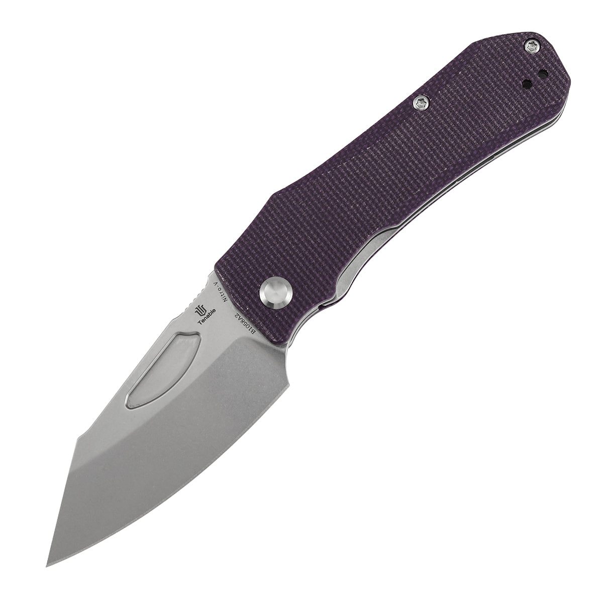 Tenable Loki Liner Lock Knife | 3.0" Stonewashed Nitro-V Blade | Purple Micarta Handle | Steven Dunnuck Design - B1058A2