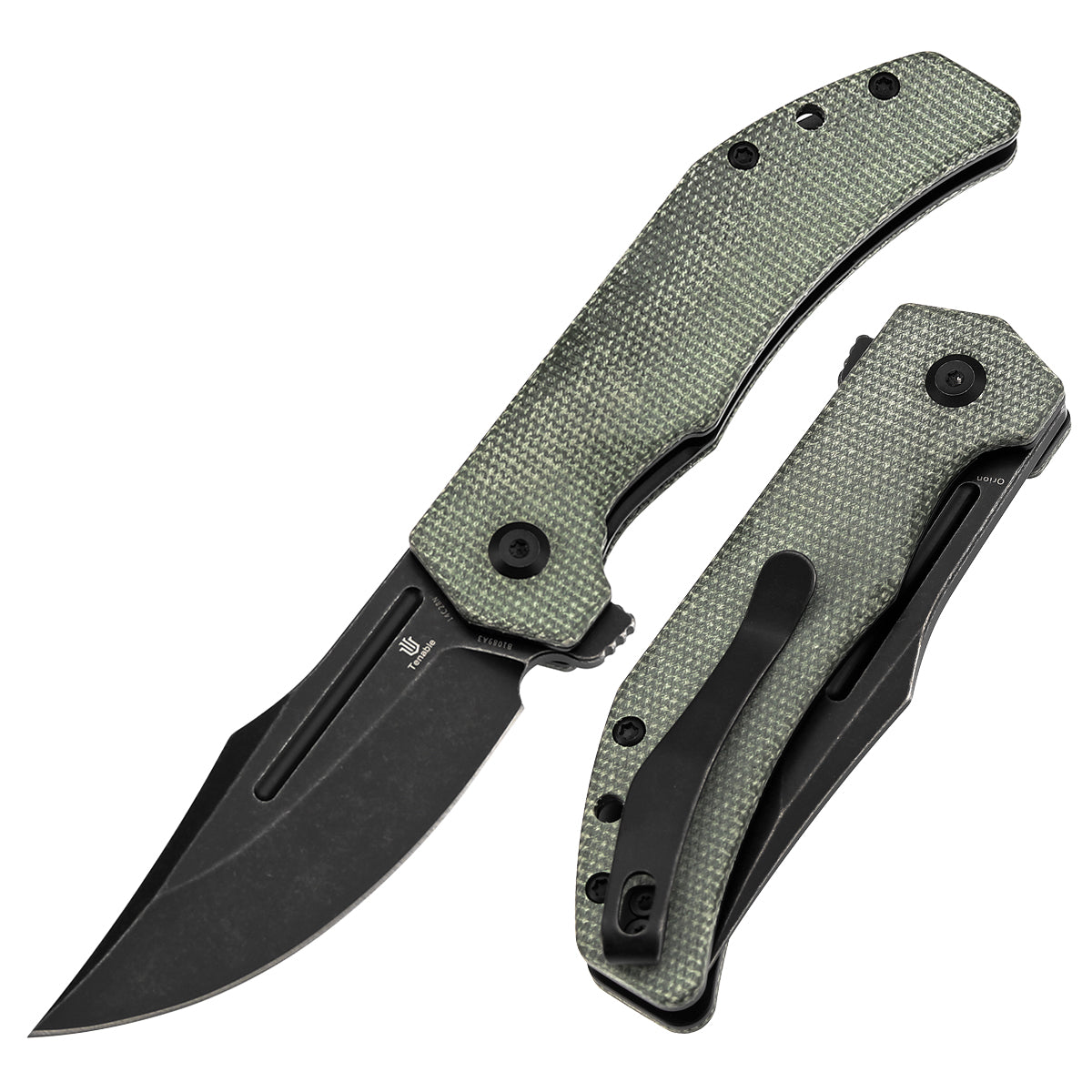 Tenable Orion Liner Lock | Green Micarta Handle | 3.07" Blackwashed 14C28N | JB Stout Design | B1089A3