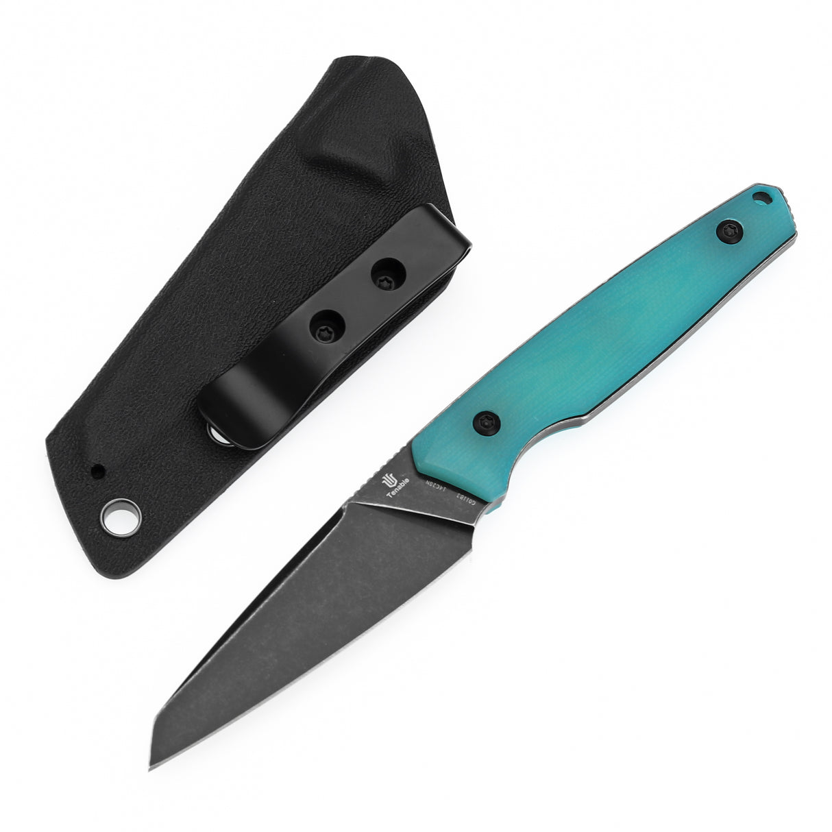 Tenable Parr Outdoor Fixed Blade Knife - Tiffany Blue G10 Handle - 3.12" Blackwash 14C28N Blade - Jonathan Styles Design - G011B3