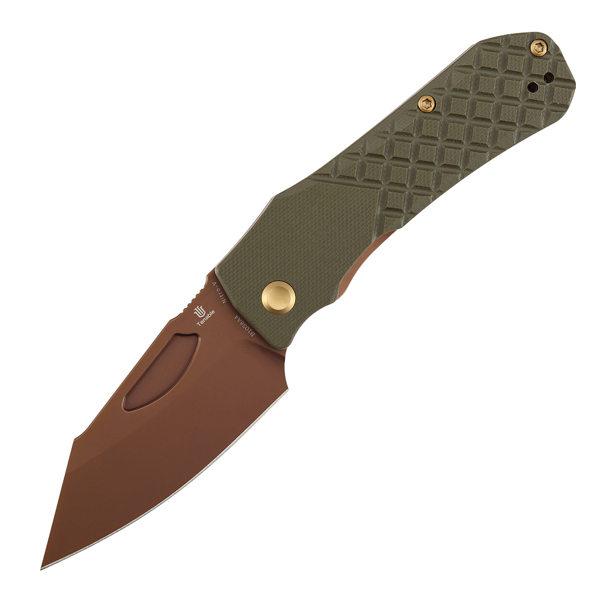 Tenable Loki Liner Lock Knife | 3.0" Rose Gold Nitro-V Blade | Olive Green G10 Handle | Steven Dunnuck Design - B1058A4