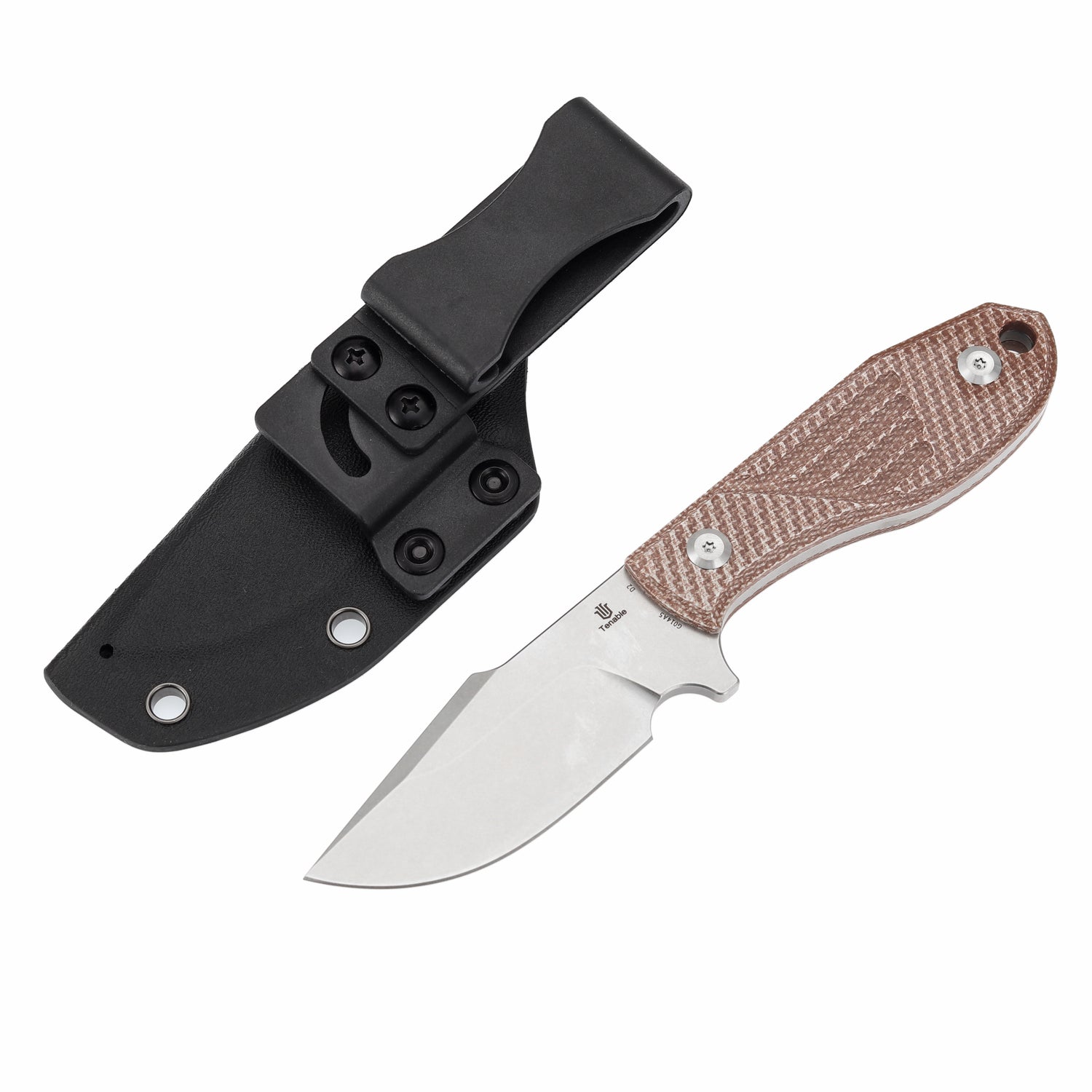 Tenable Tiny Dancer Fixed Blade –Brown Micarta Handle – 3.17" Stonewashed D2 Blade – JB Stout Design – G014A5