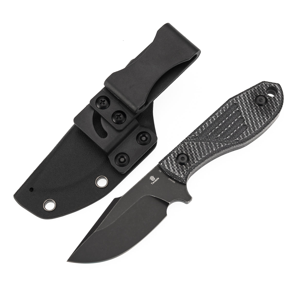 Tenable Tiny Dancer Fixed Blade – Black Micarta Handle – 3.17" Blackwash D2 Blade – JB Stout Design – G014A4