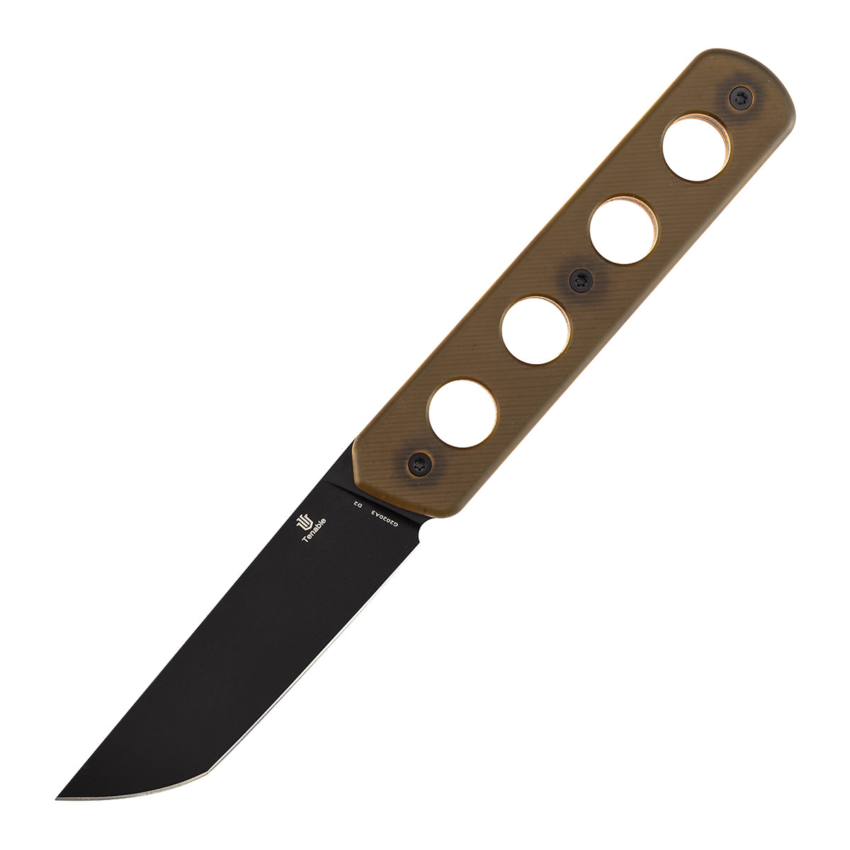 Tenable Foosa Fixed Blade Knife - 3.06'' Blackwash D2 Blade | Amber PEI Handle | Rolf Helbig - G2020A3