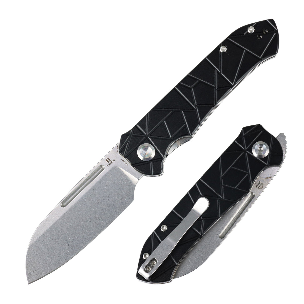 Tenable Rango Folding knife | 3.41" Stonewashed 14C28N Blade | Black Aluminum Handle | Steven Kastner Design - B1120A3