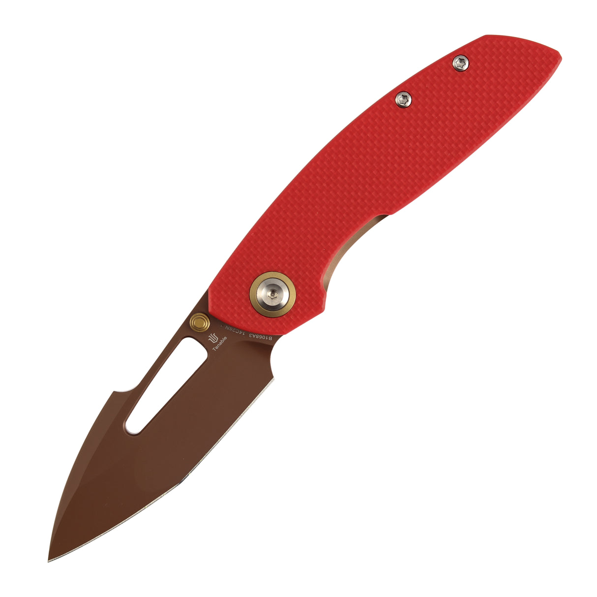 Tenable Link Folding Knife | 3.0" Rose Gold 14C28N | Coarse-textured Red G10 | Triple Stripe Knives Design | B1068A3