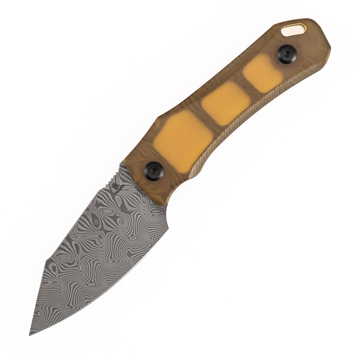Tenable Loki Fixed Blade Knife | 2.99" Damascus Blade | Amber PEI/Ultem Handle | Steven Dunnuck Design | G1058A2