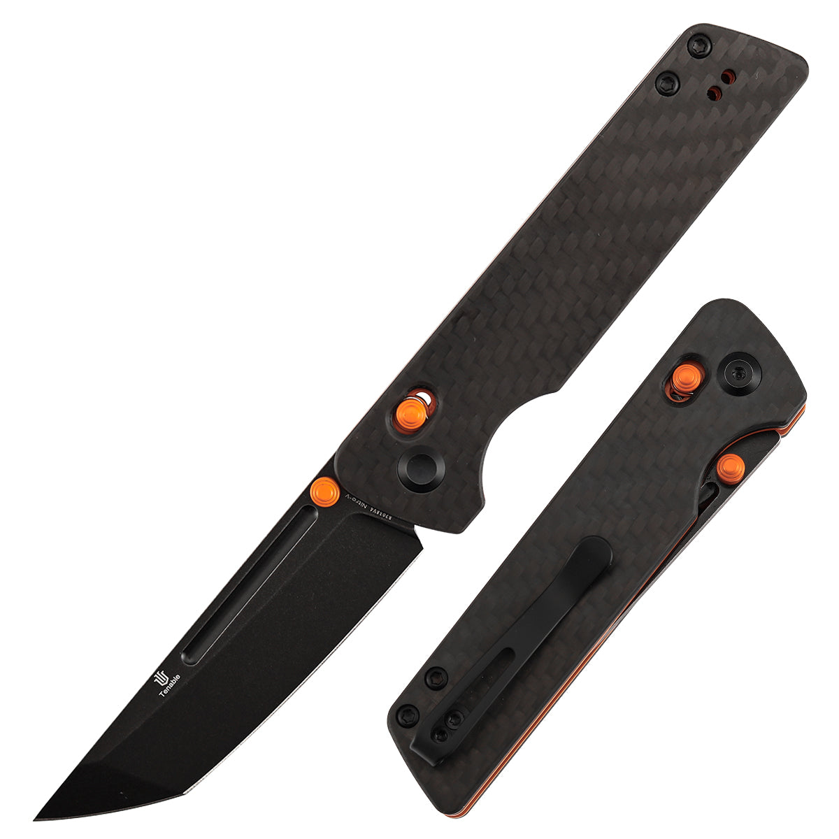Tenable Anomaly Crossbar Lock | 3.14" Blackwash Nitro V | Twill Carbon FIber & G10 | Pinkerton Knives - B2038V4