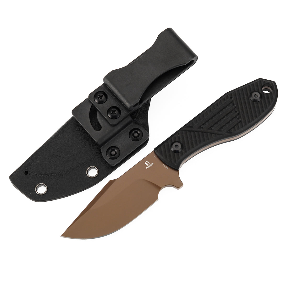 Tenable Tiny Dancer Fixed Blade – Black G10 Handle – 3.17" Rose Gold Coated D2 Blade – JB Stout Design – G014A1