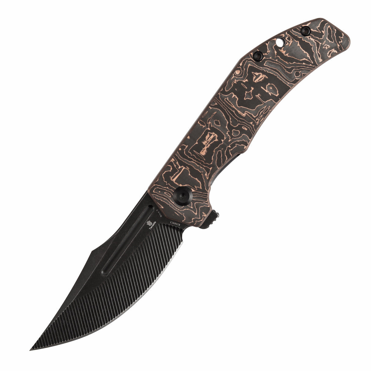 Orion Flipper Folding Knife | G10 with Copper Foil Handle | 3.07" Blackwash Nitro V with CNC Milling Blade | JB Stout Design | B1089C3