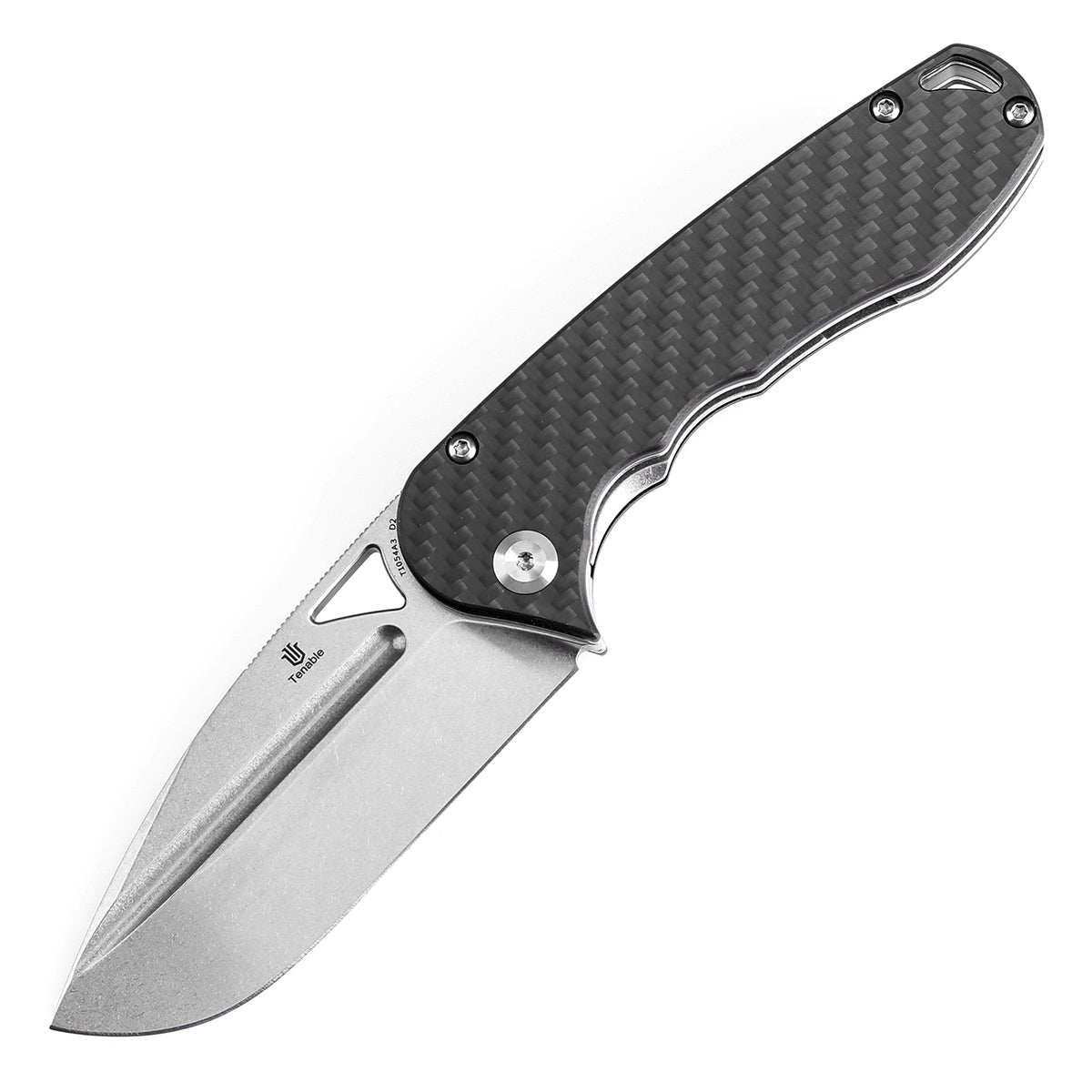 Pre-order: Ships on the Nov. 21st - Tenable Bömbur Folding Knife Twill Carbon Fiber Handle (3.53'' Stonewashed D2 Blade) Midgards Messer Design--T1054A3