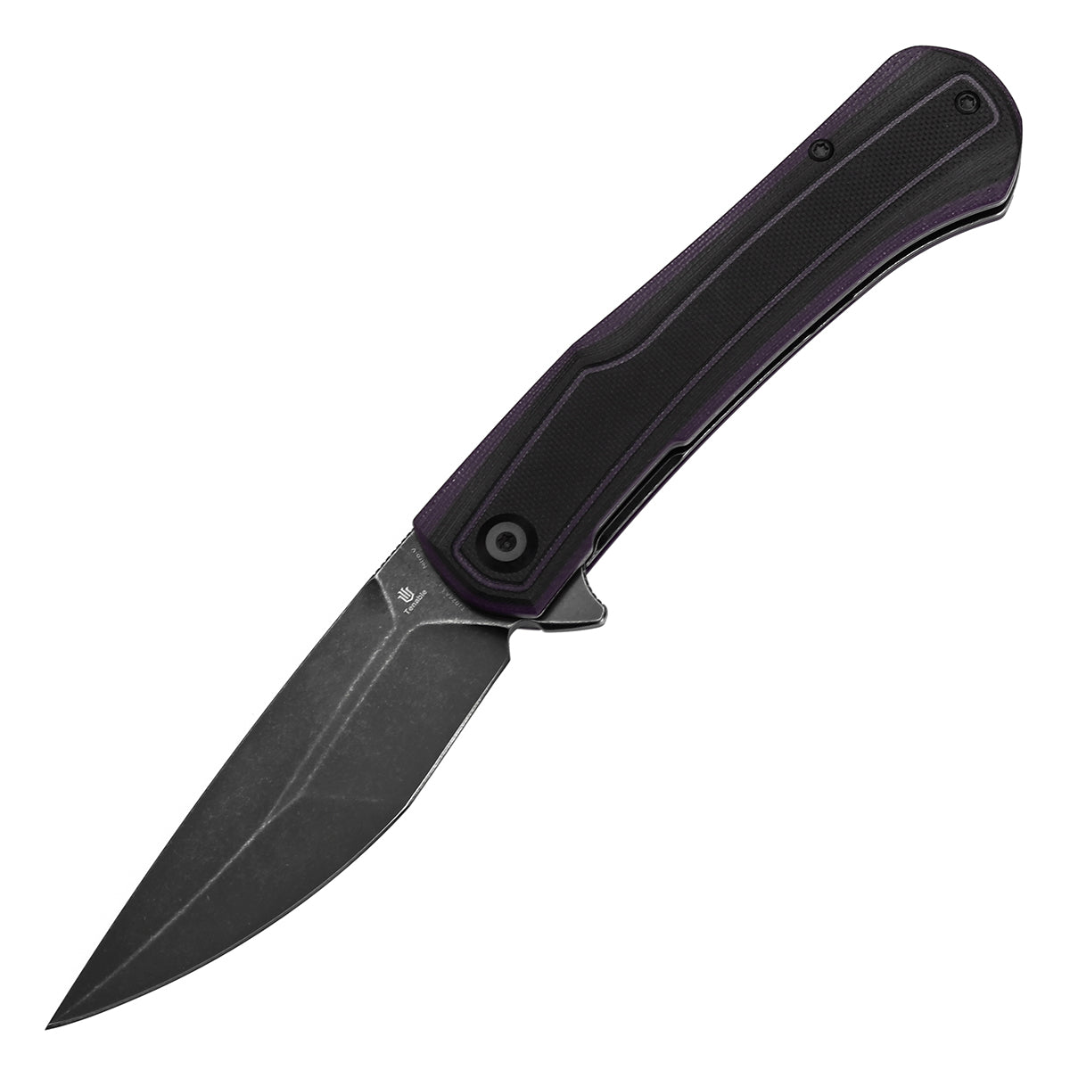 Tenable Kratos Folding Knife Black and Purple G10 Handle(3.79" Blackwash Nitro-V Blade) Ostap Hel Design-T1024A3