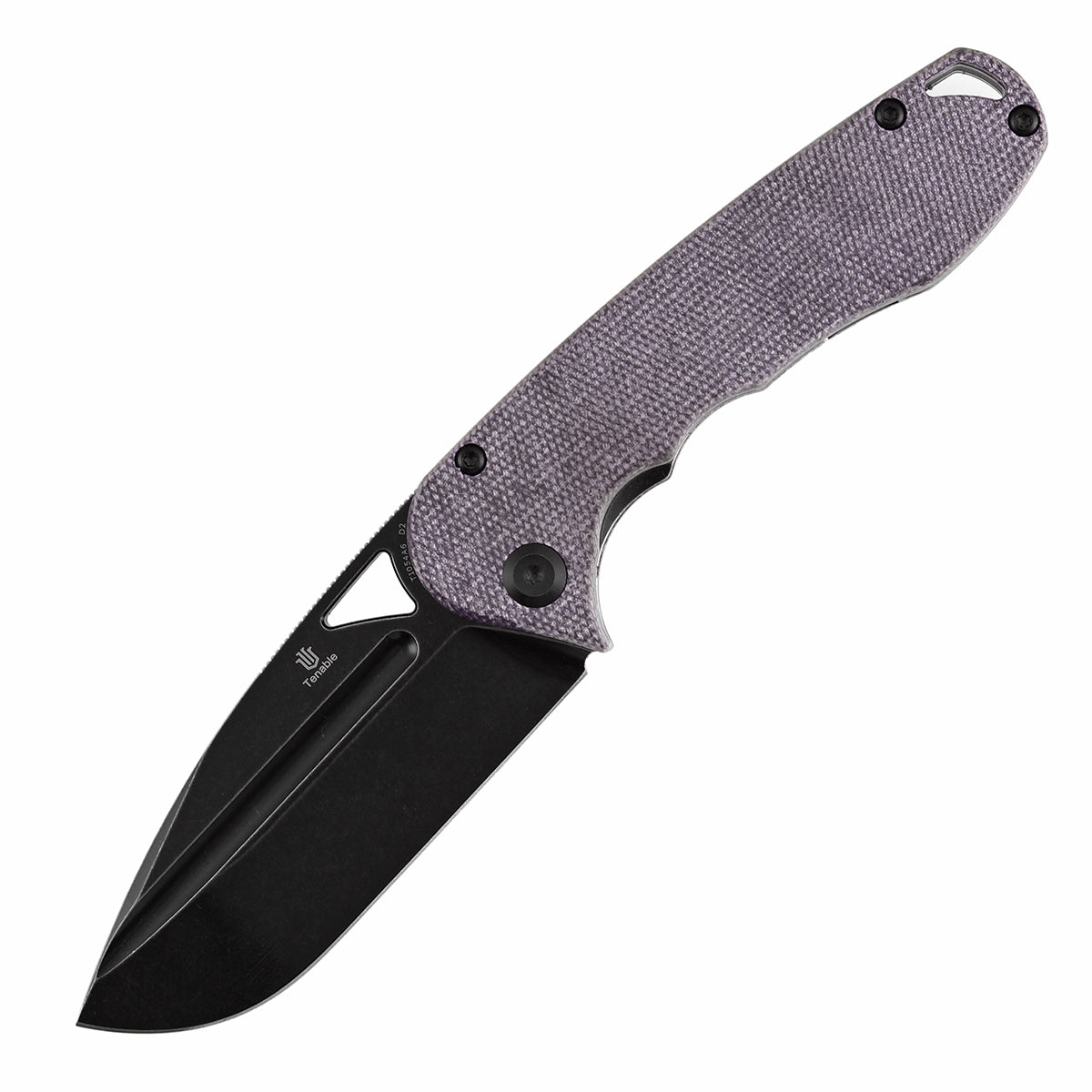 Pre-order: Ships on the Nov. 21st - Tenable Bömbur Folding Knife Purple Micarta Handle (3.53'' Blackwashed D2 Blade) Midgards Messer Design--T1054A6