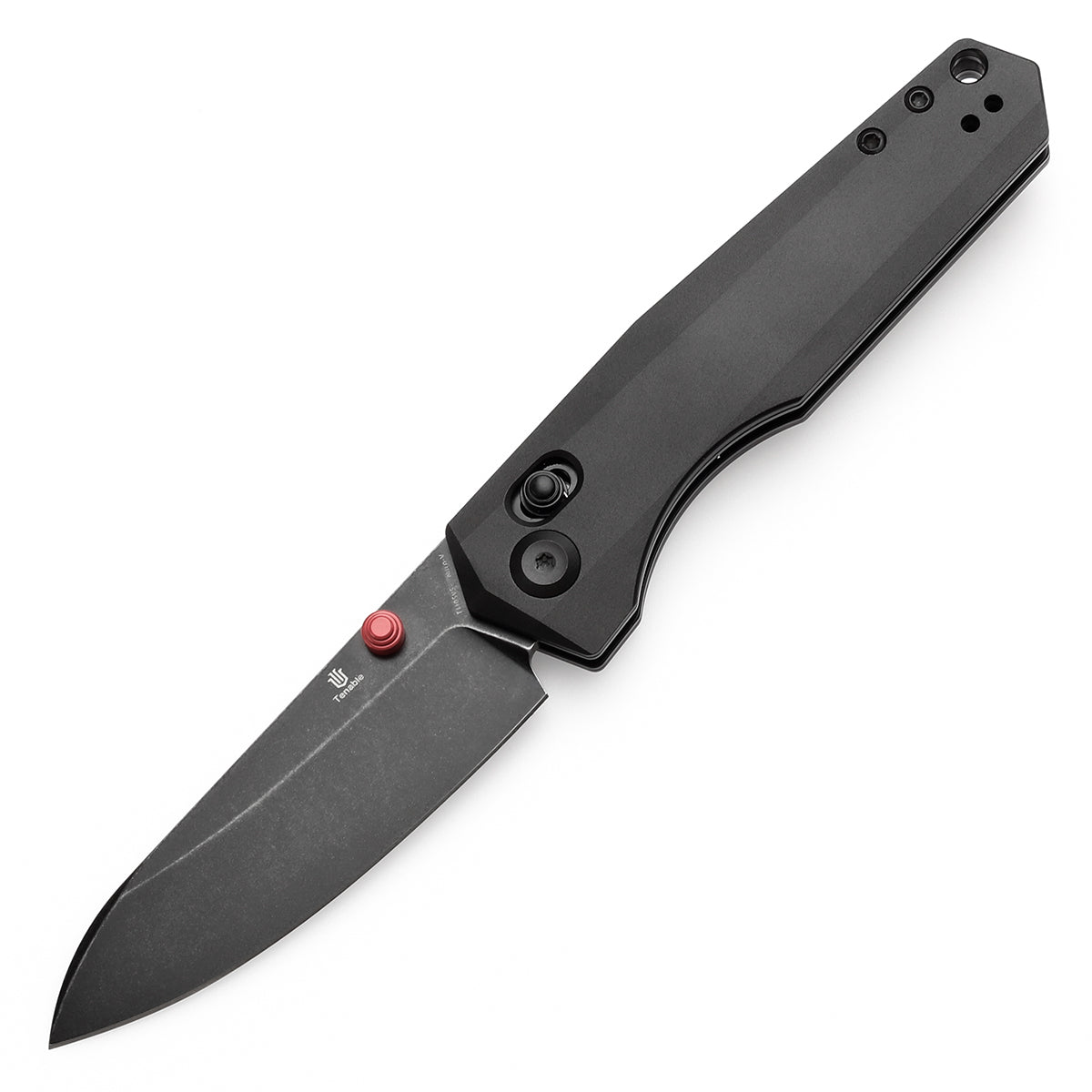 Tenable Beaver Cross Bar Lock Folding Knife Black Anodized Aluminum Handle (3.44'' Blackwash Nitro-V Blade) Kim Ning Design-T1105V5
