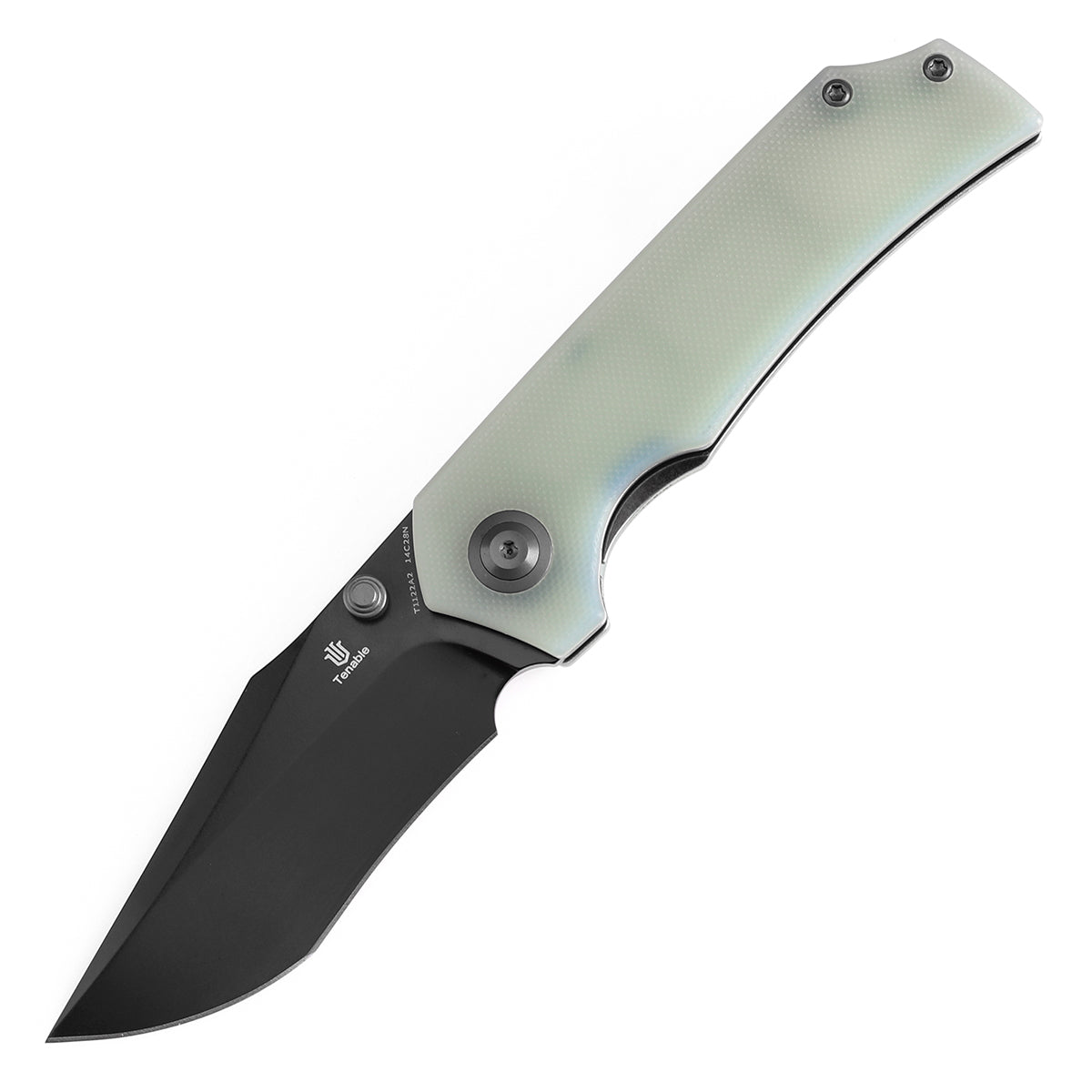 Tenable Fermi Folding Knife Jade G10 Handle (3.11'' Black TiCn Coated 14C28N Blade) Burchtree Designs-T1122A2