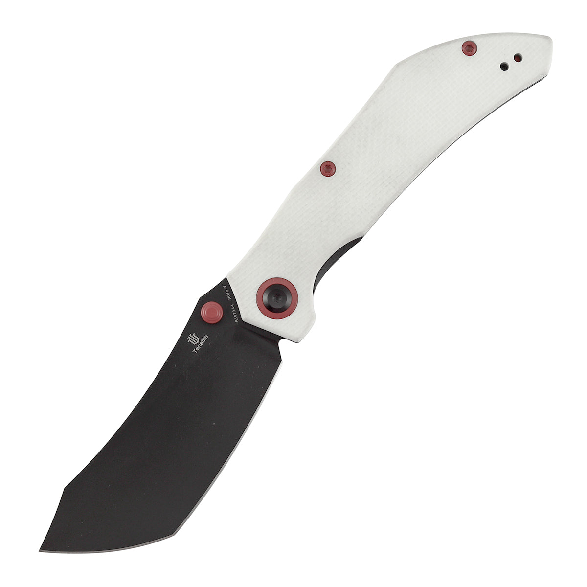 Tenable Tipper Folding Knife | 3.39'' Blackwash Nitro V Blade | White G10 Handle | Edgy Bladeworks Design | B1079A4