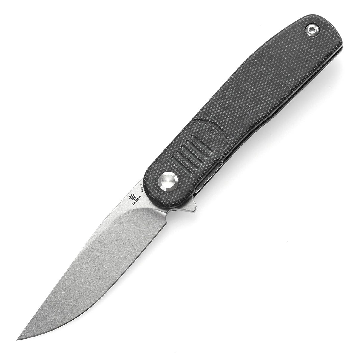 Tenable Einar Folding Knife Black Micarta Handle (3.13'' Stonewashed Nitro-V Blade) Justin Lundquist Design-T2072A3