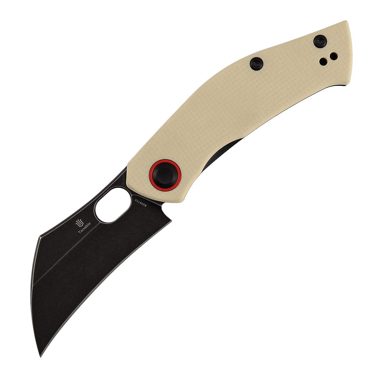 Pre-Order:Ships by Aug. 10 | Tenable Osprey Folding Knife | 2.22" Blackwash Nitro-V | Ivory White G10 Handle | Triple Stripe Knives Design - B2087A2