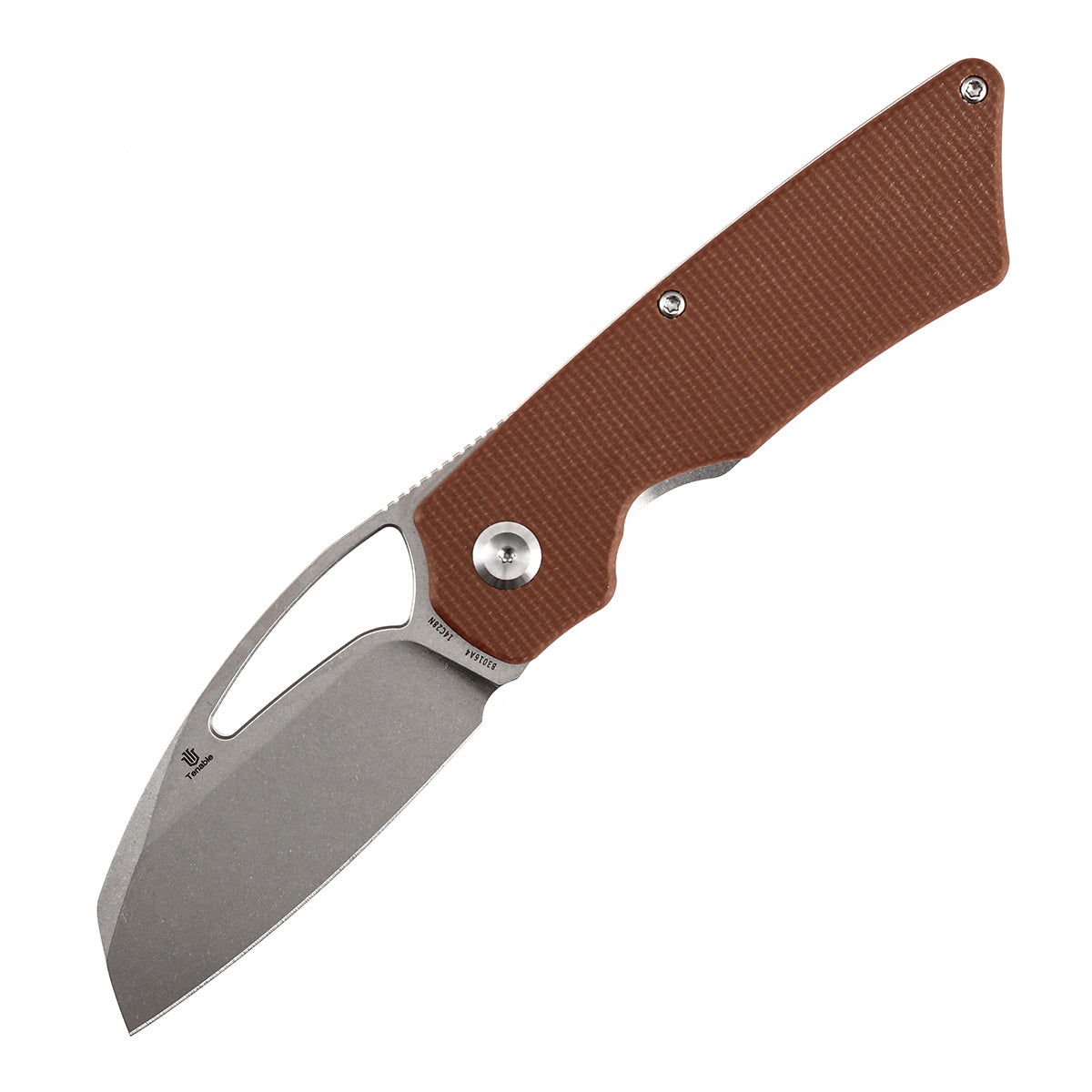 Tenable Goblin L Folding Knife | 3.24'' Stonewashed 14C28N Blade | Brown Micarta Handle | Marshall Noble Design | B3016A4