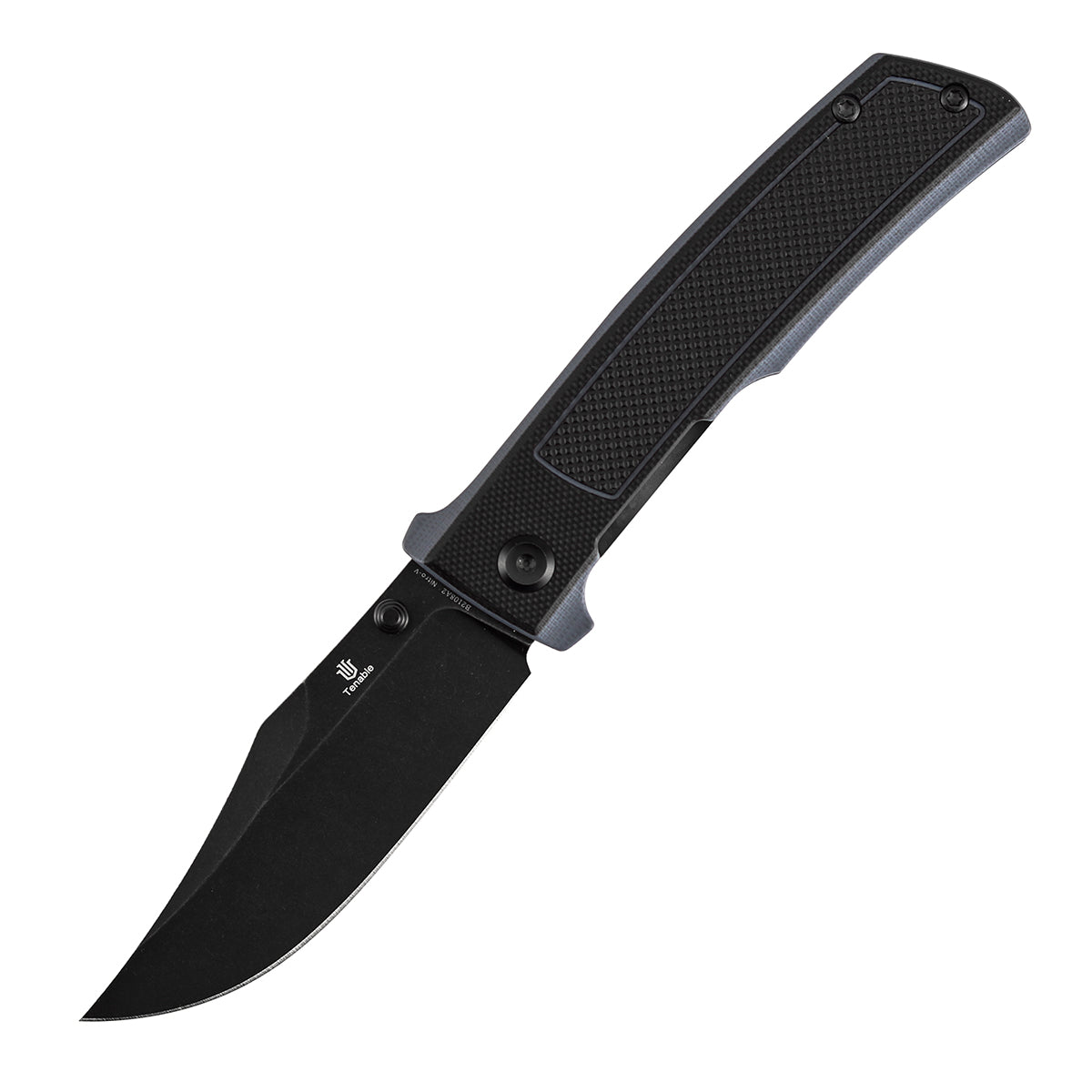 Tenable Bison Folding Knife | 3.24'' Blackwash Nitro V Blade | Black and Gray G10 with Frag Pattern Handle | Ray Laconico Knives Design | B2108A2