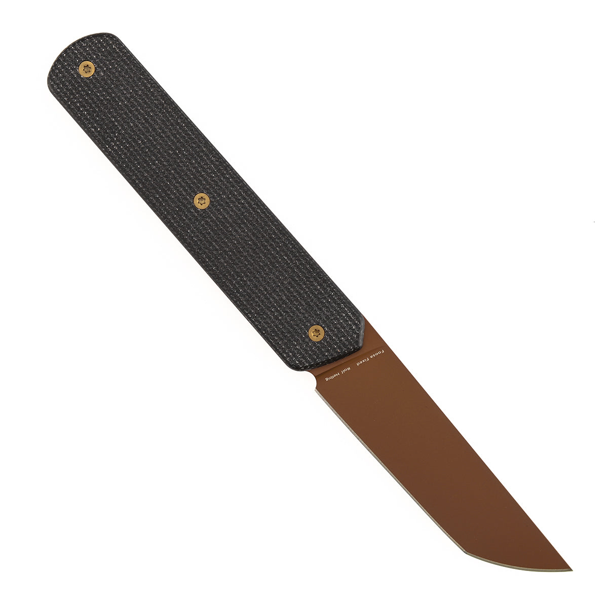 Tenable Foosa Fixed Blade Knife - 3.06'' Rose Gold D2 Blade | Black Micarta Handle | Rolf Helbig - G2020A1