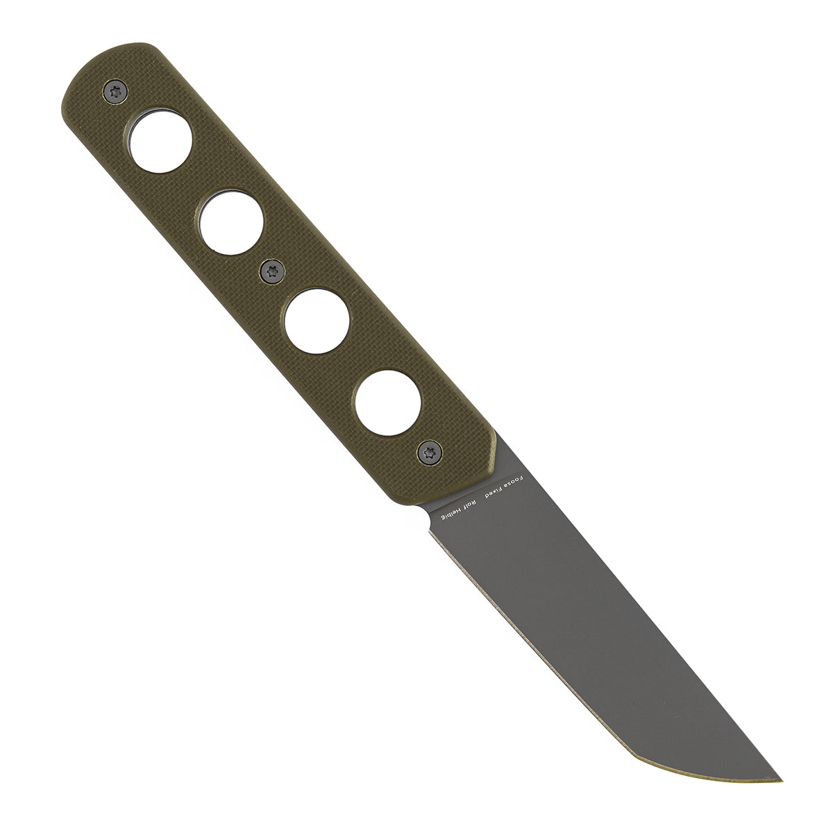 Tenable Foosa Fixed Blade Knife - 3.06'' Gray TiCn Coated D2 Blade | Olive Green G10 Handle | Rolf Helbig Design - G2020A4