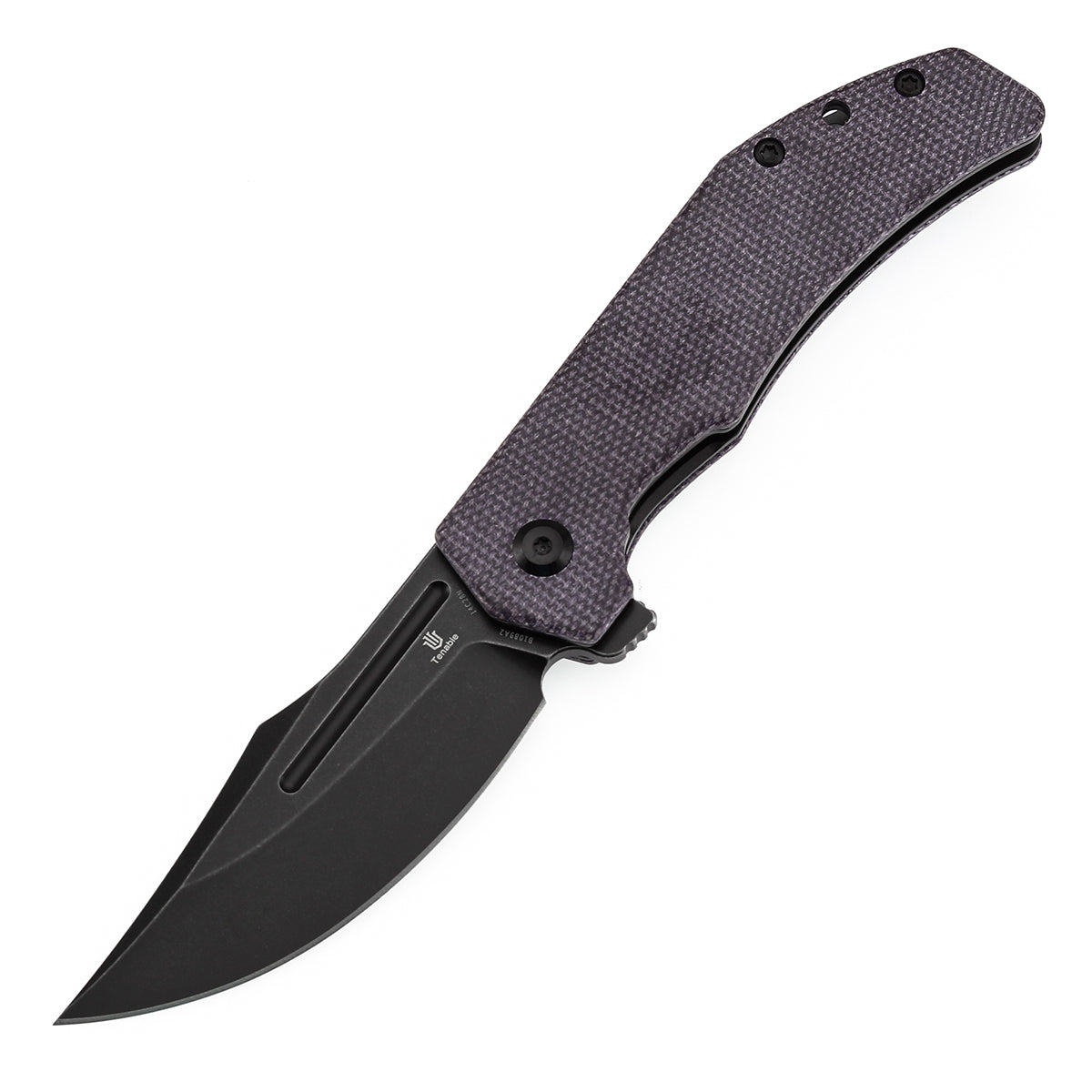 Tenable Orion Liner Lock | Purple Micarta Handle | 3.07" Blackwashed 14C28N | JB Stout Design | B1089A2