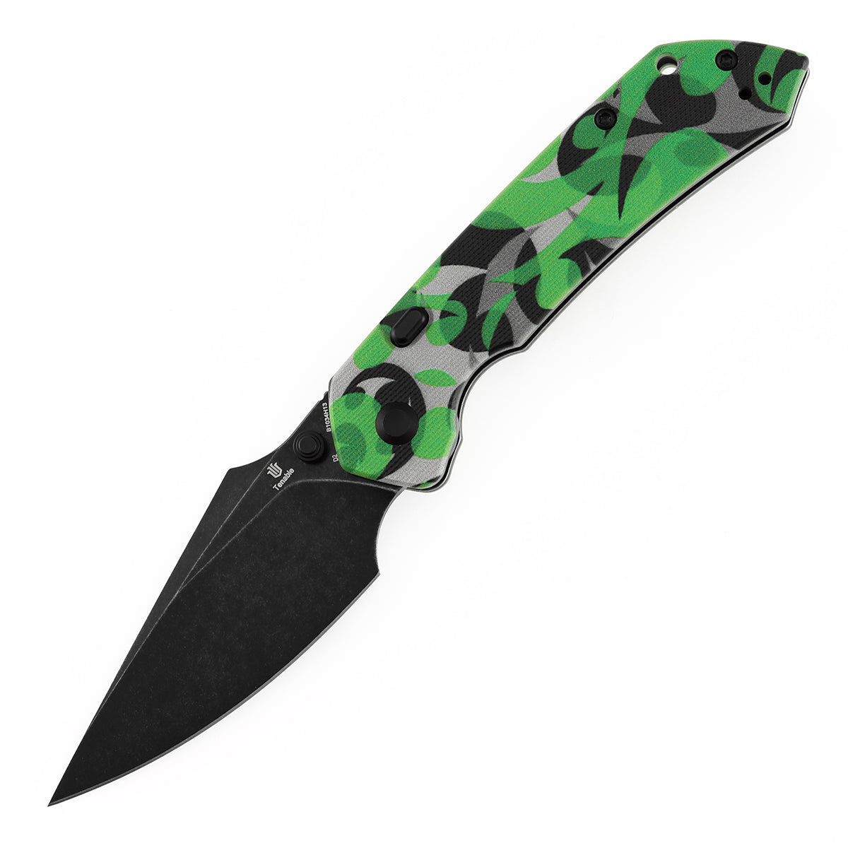 Tenable Fenrir Top Liner Lock Folding Knife| 3.4“ Blackwash D2 Blade | Jade G10 with Green Camouflage Pattern Handle | Sparrow Knife Design | B1034H13