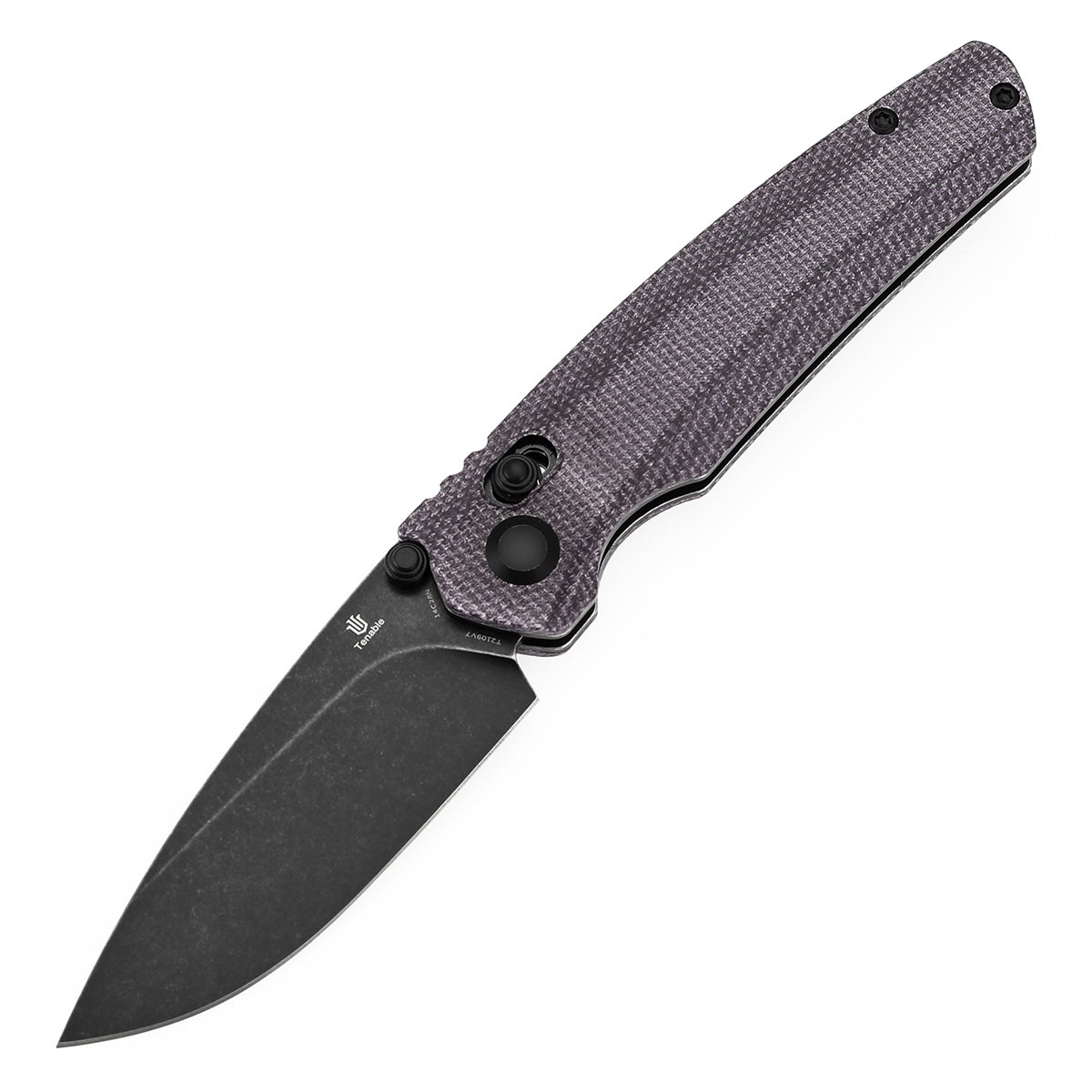 Tenable Raven Cross Bar Lock Folding Knife | 3.14" Blackwash 14C28N Blade | Purple Micarta Handle | Black Bird Blades Design -T2109V7