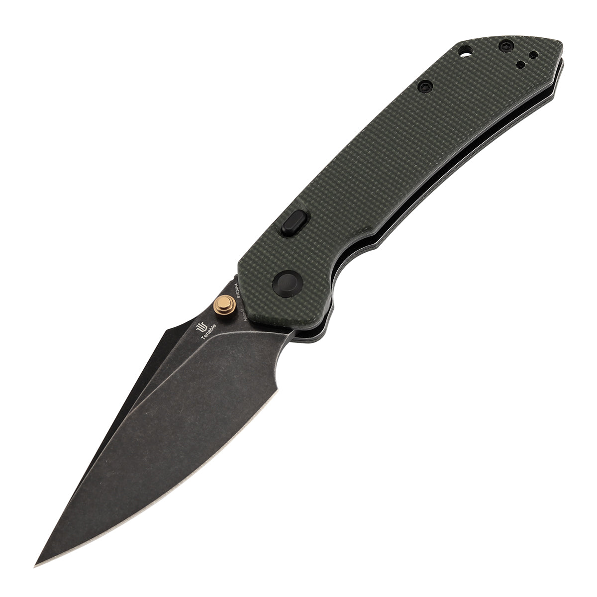 Tenable Fenrir Top Liner Lock Folding Knife| Green Micarta Handle | 3.48“ Blackwashed Nitro-V Blade | Sparrow Knife Design | B1034H4