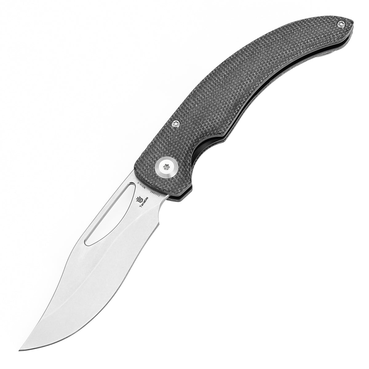 Tenable Gideon Folding Knife – 3.5" Stonewashed Nitro-V Blade – Black Micarta Handle – Dead Sober Design - T1119A1