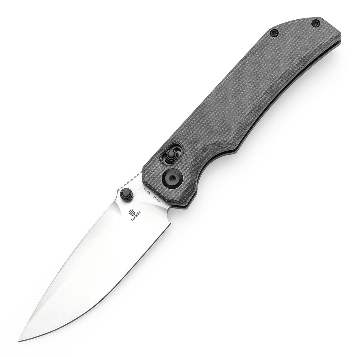 Tenable Eaglestrike Cross Bar Lock Folding Knife Black Micarta Handle (3.73'' Satin Nitro-V Blade) James Lowe Design-T1095V1
