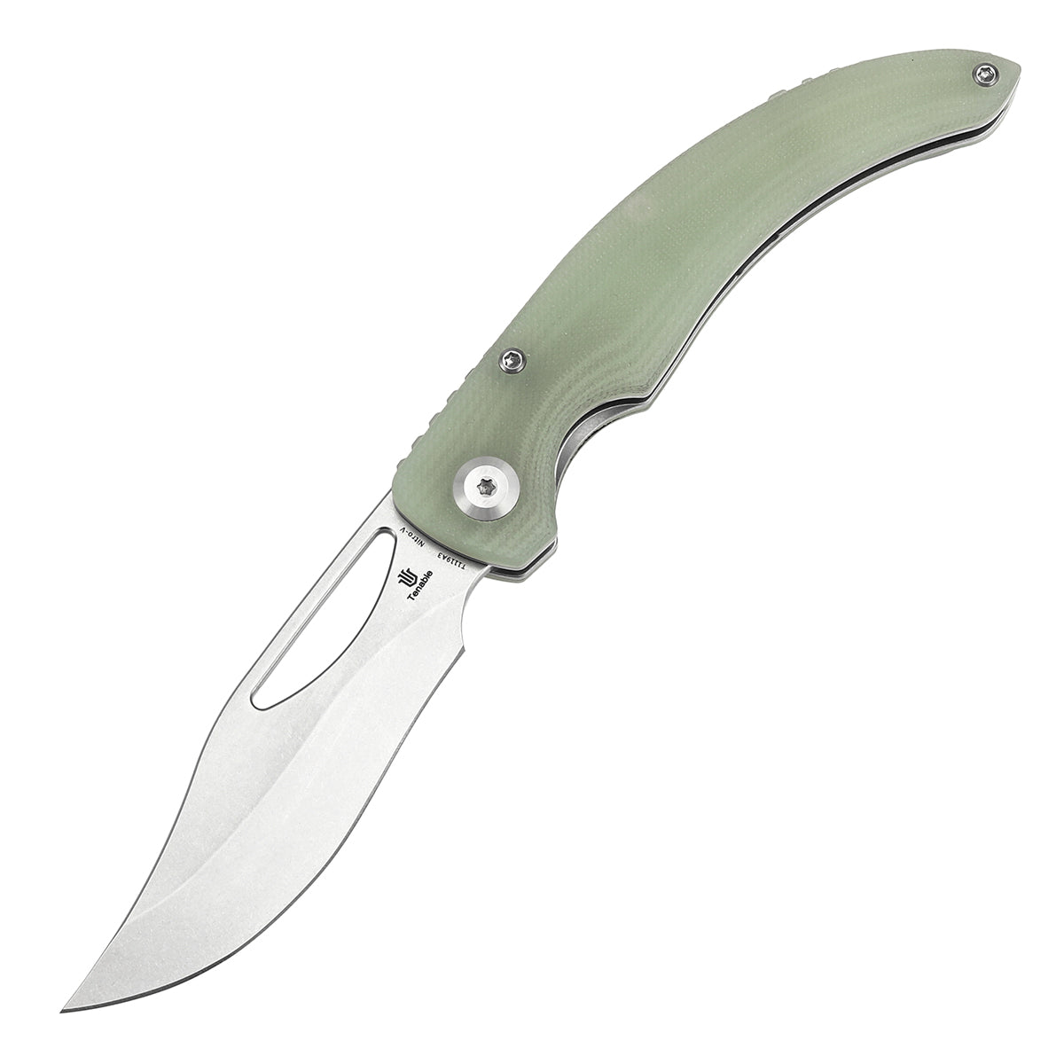 Tenable Gideon Folding Knife - 3.5'' Stonewashed Nitro V Blade -Jade G10 Handle - Dead Sober Design - T1119A3