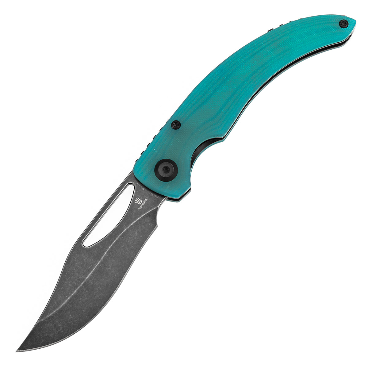 Tenable Gideon Folding Knife - 3.5'' Blackwash Nitro V Blade - Tiffany Blue G10 Handle - Dead Sober Design - T1119A5