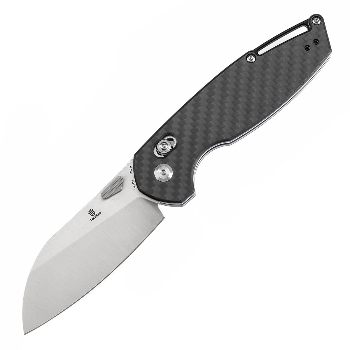 Tenable Model 6 Cross Bar Lock | Twill Carbon Fiber Handle | 3.1" Satin 14C28N Blade | Nick Swan Design--T1022V1