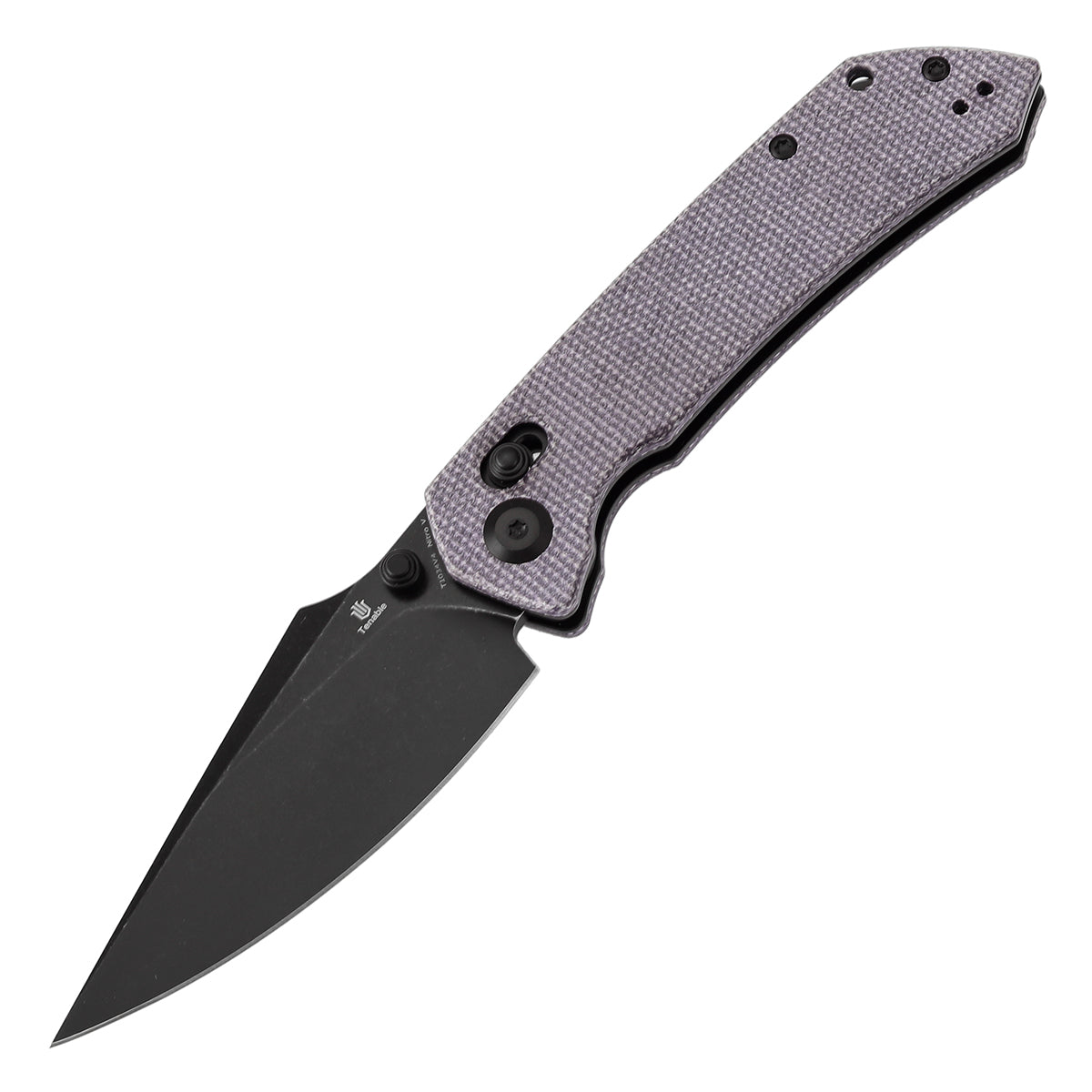 Tenable Fenrir Cross Bar Lock Folding Knife| Purple Micarta | 3.48" Blackwashed Nitro-V Blade | Sparrow Knife Design | T1034V4