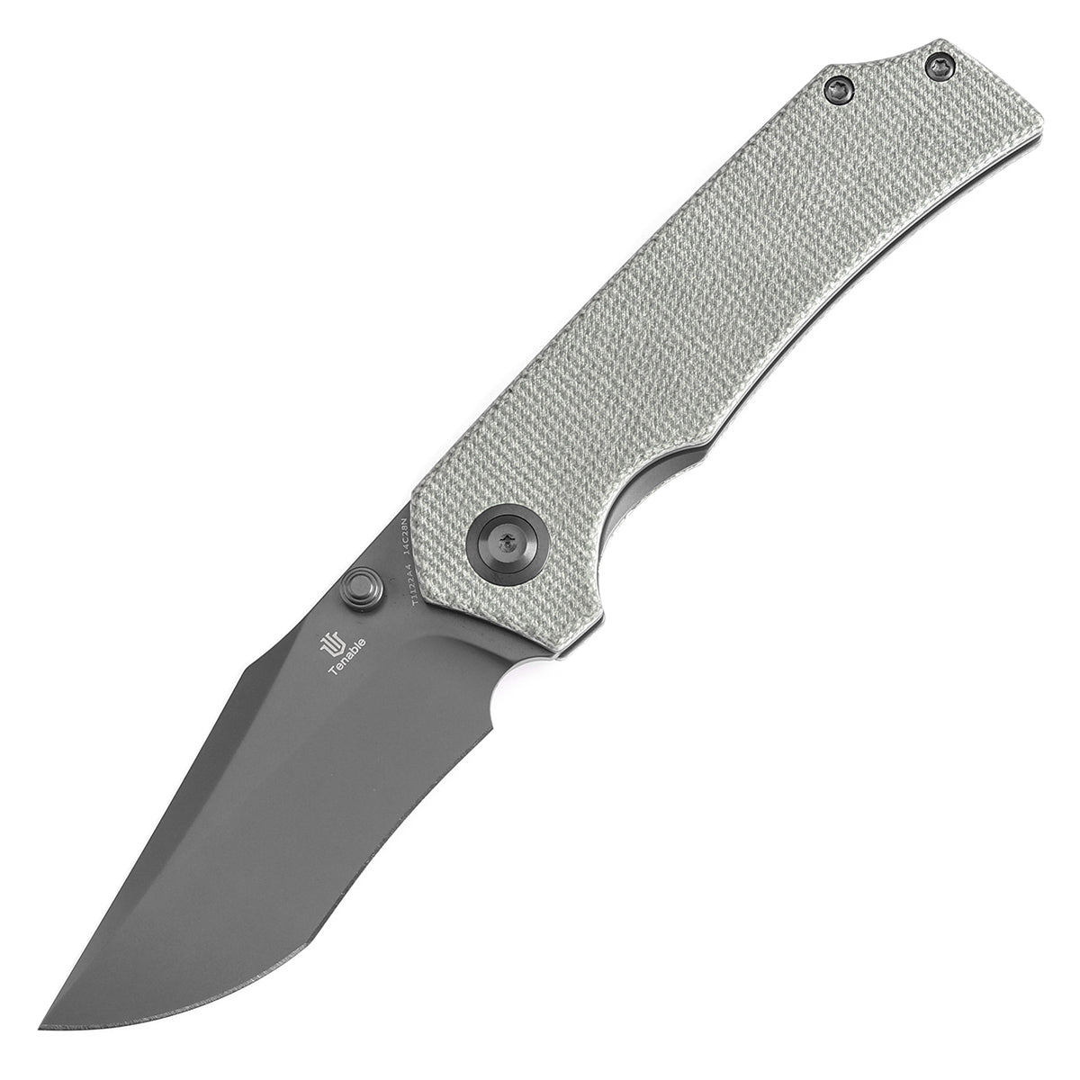 Tenable Fermi Folding Knife Green Micarta Handle (3.11'' Grey TiCn Coated 14C28N Blade) Burchtree Designs-T1122A4