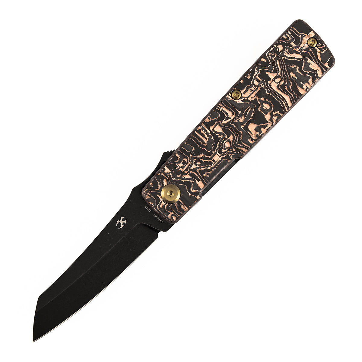 KANSEPT Higonokami | Liner Lock | 3.02'' 154CM Blade | Copper Carbon FIber Handle | Goran mihajlovic Design | T2135A2