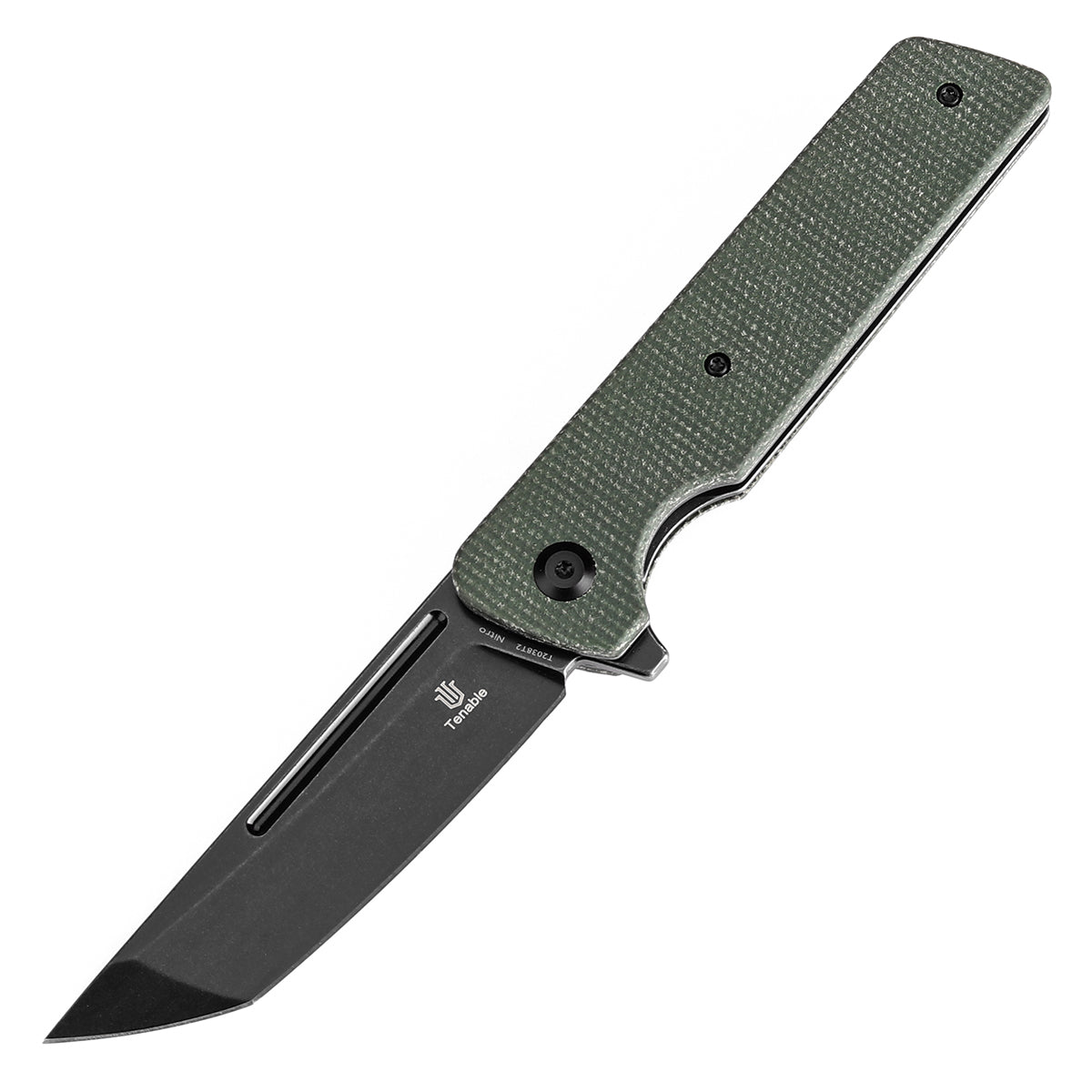 Tenable Anomaly Folding Knife Green Micarta Handle (3.14'' Blackwash Nitro-V Tanto Blade) Pinkerton Knives Design-T2038T2
